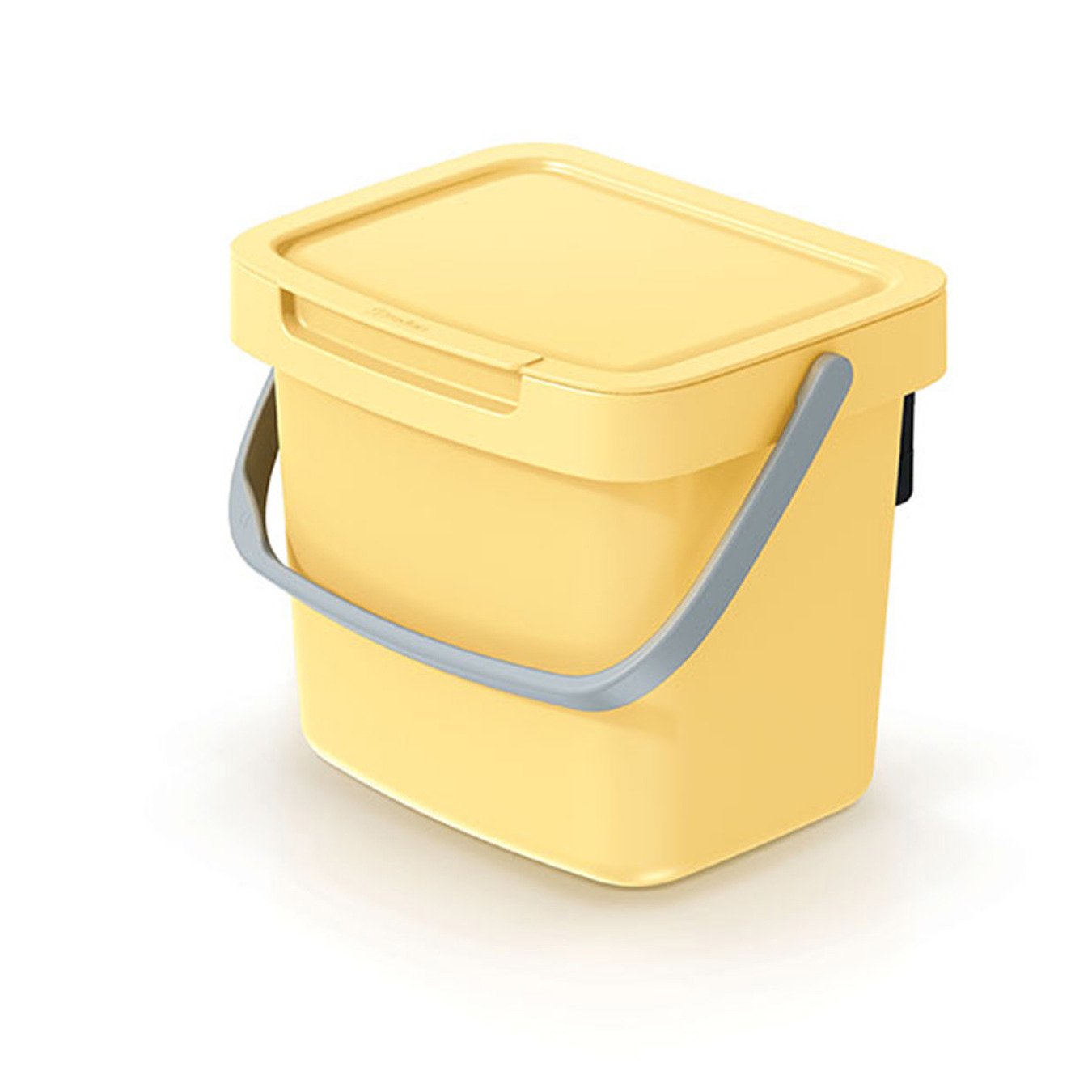 GFT aanrecht afvalbakje - geel - 3L - afsluitbaar - 19 x 17 x 15 cm - klepje/hengsel -
