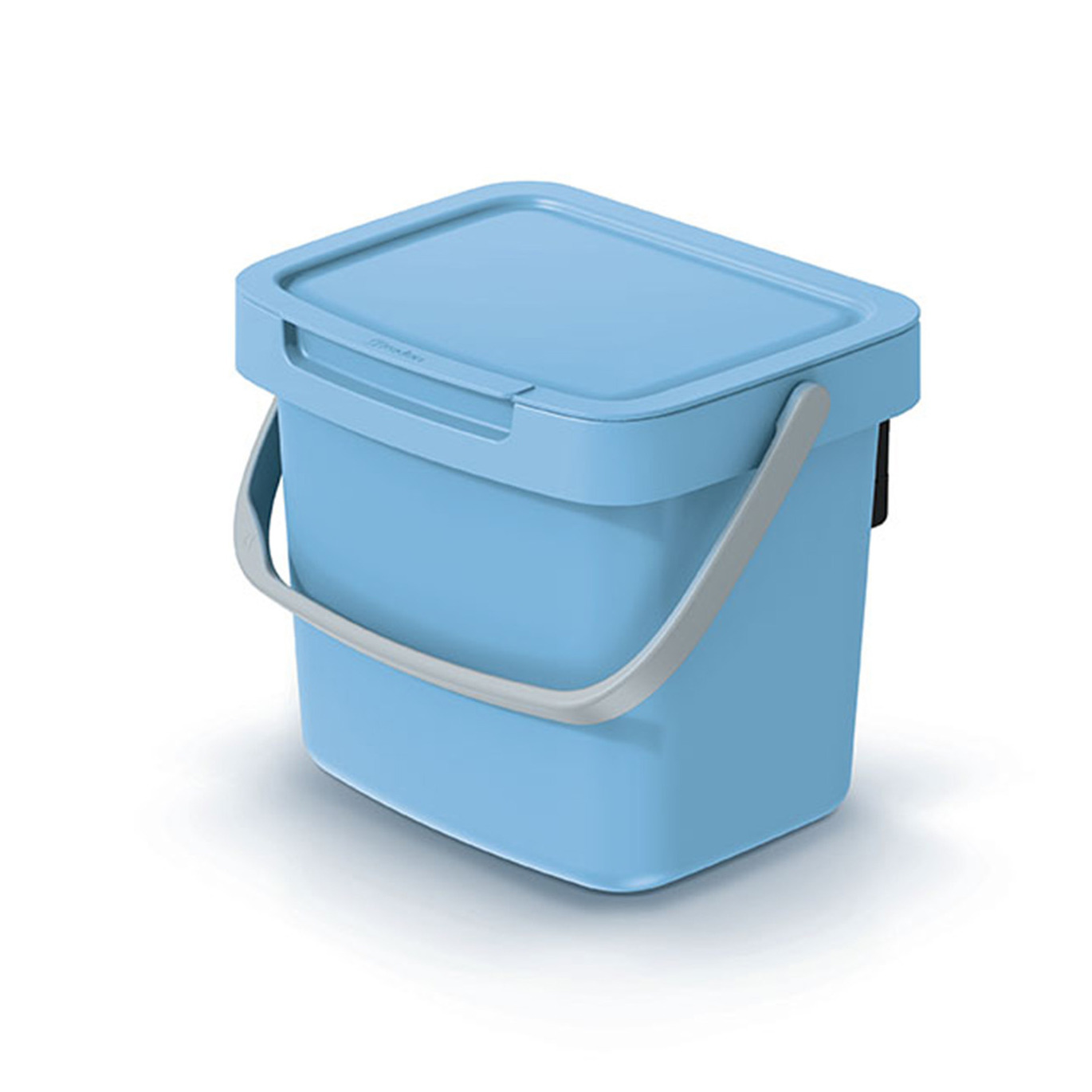 GFT aanrecht afvalbakje - lichtblauw - 3L - afsluitbaar - 19 x 17 x 15 cm - klepje/hengsel -