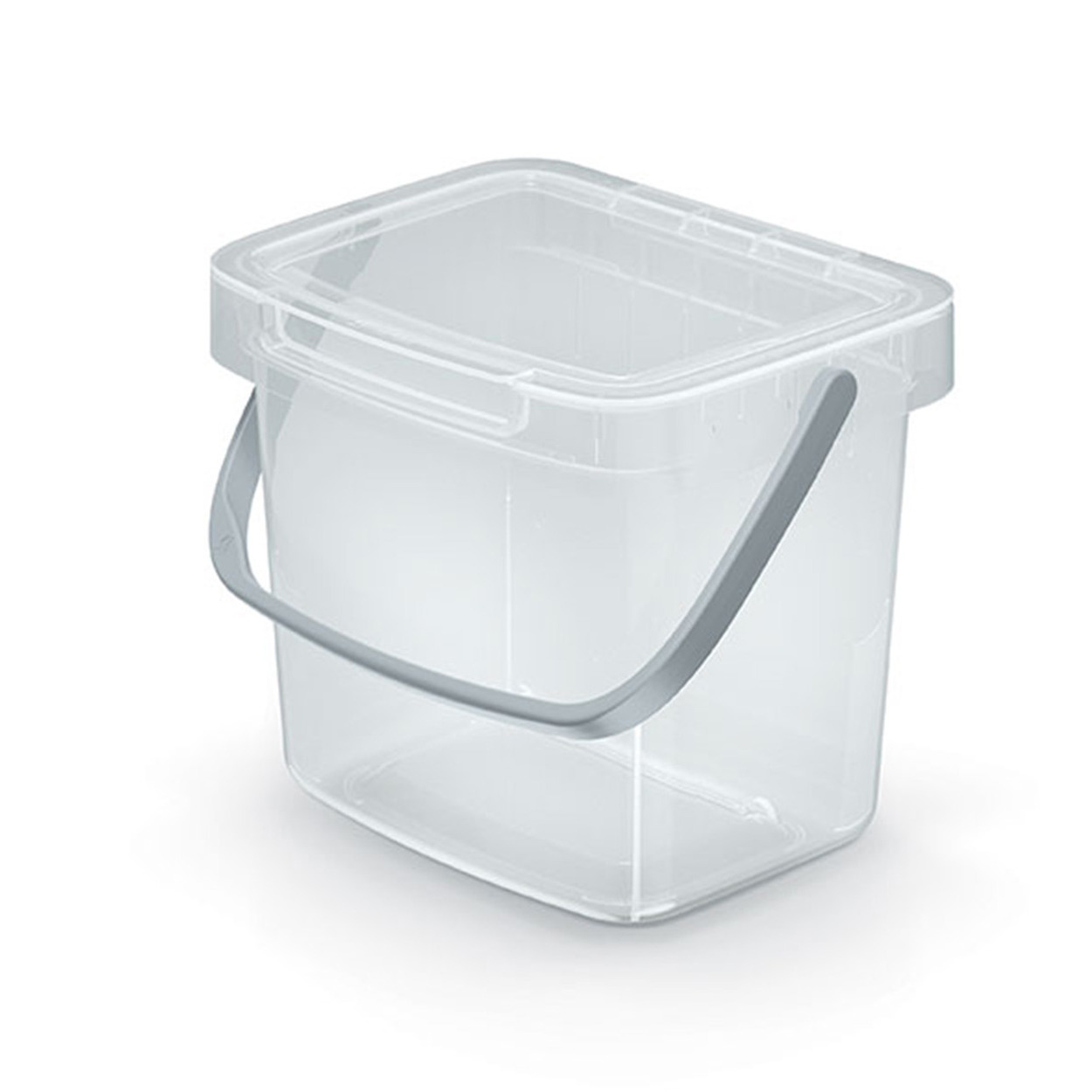 GFT aanrecht afvalbakje - transparant - 3L - afsluitbaar - 19 x 17 x 15 cm - klepje/hengsel -