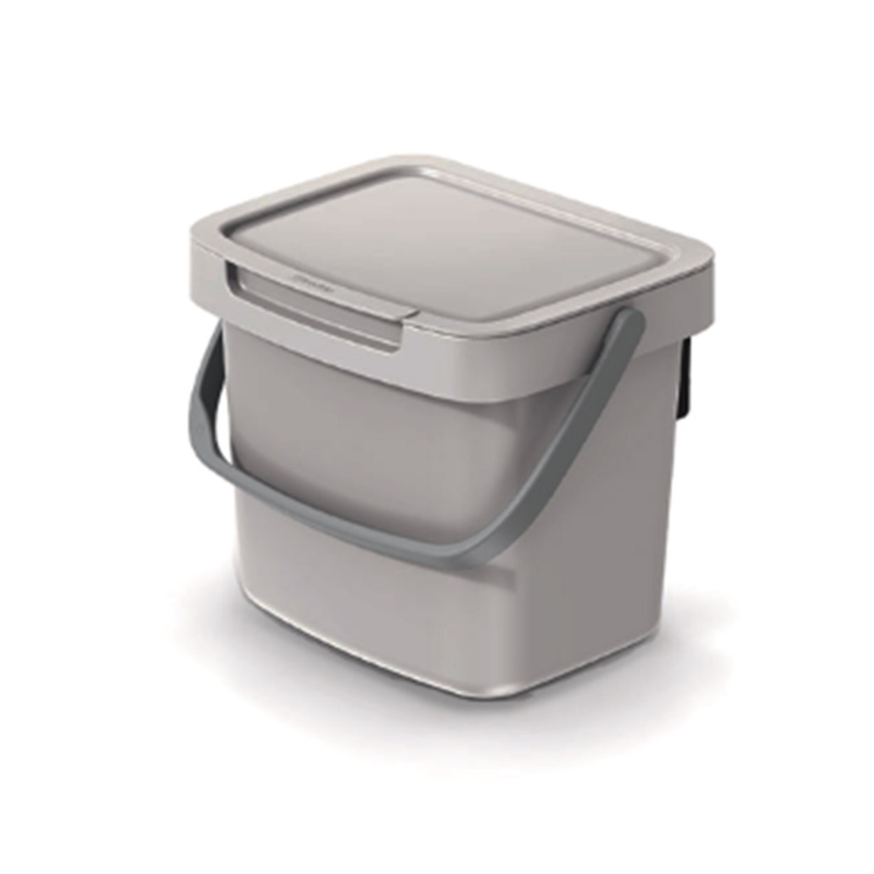 GFT aanrecht afvalbakje - beige - 3L - afsluitbaar - 19 x 17 x 15 cm - klepje/hengsel -