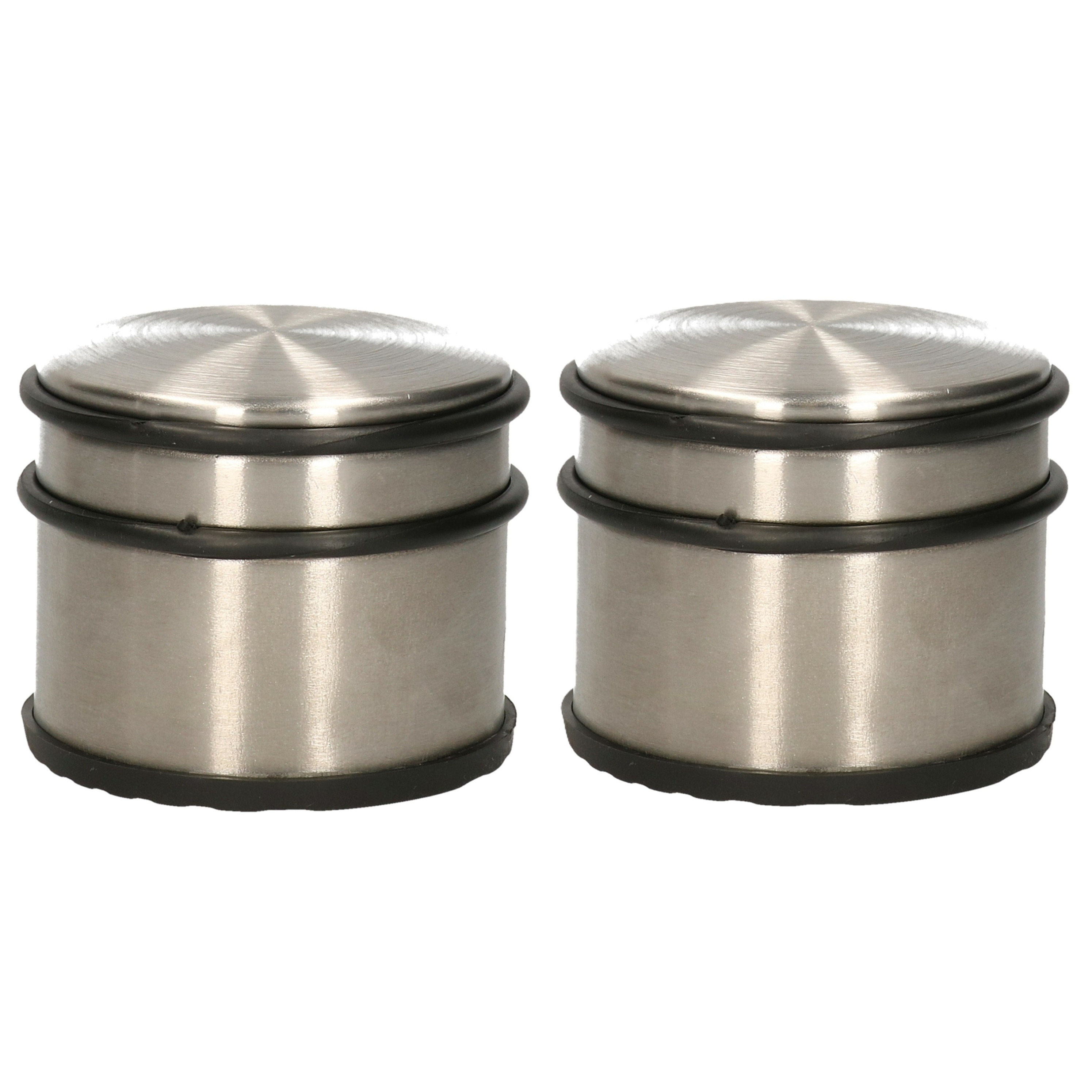 2x RVS deurstopper rond D9 x H7 cm -