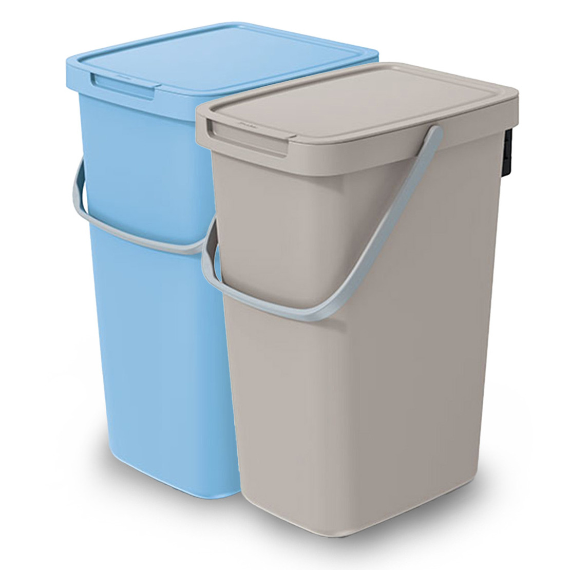GFT/rest afvalbakken set - 2x - 25L - beige/blauw - 26 x 29 x 48 cm - afval scheiden -