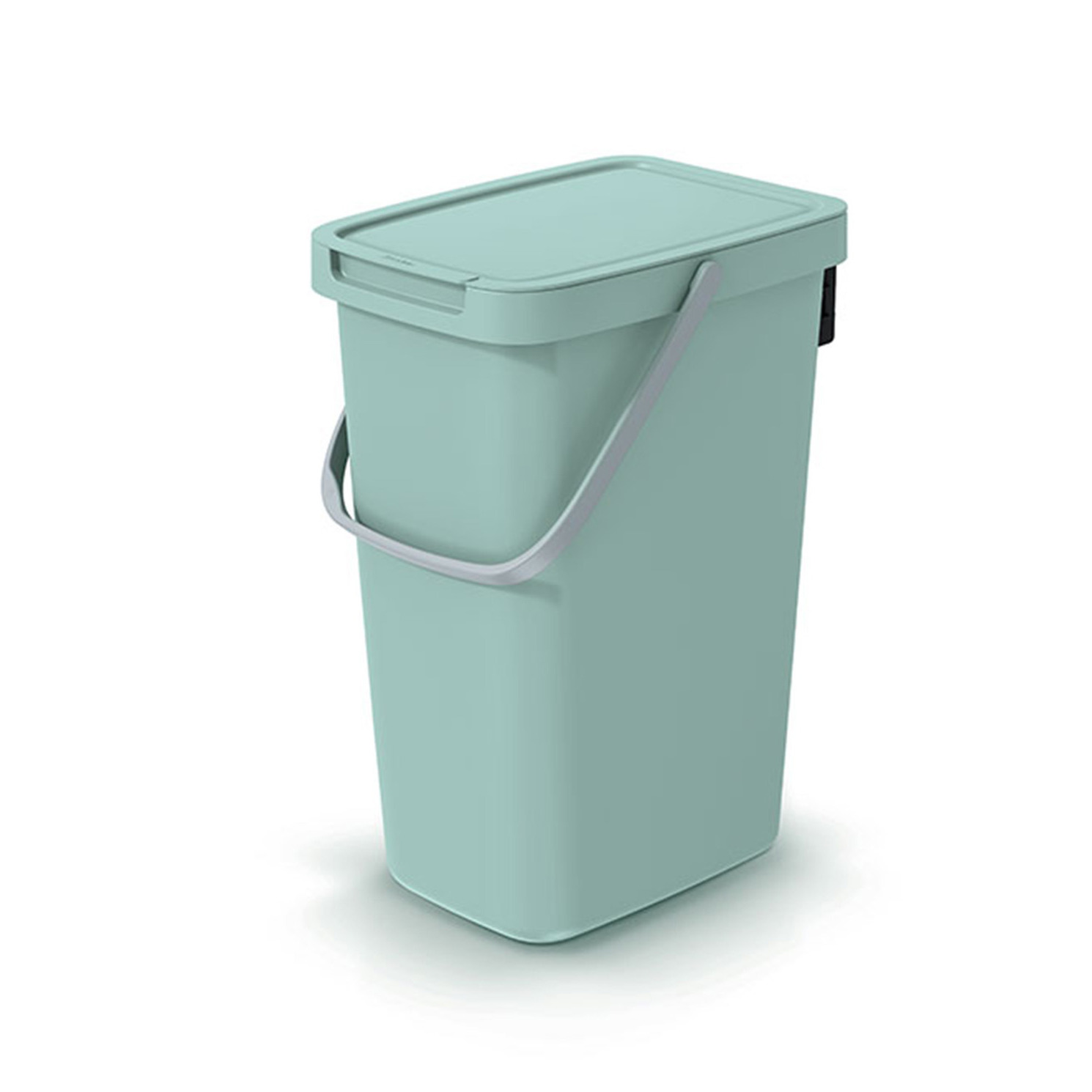 GFT aanrecht afvalbak - mintgroen - 12L - afsluitbaar - 20 x 26 x 37 cm - klepje/hengsel -