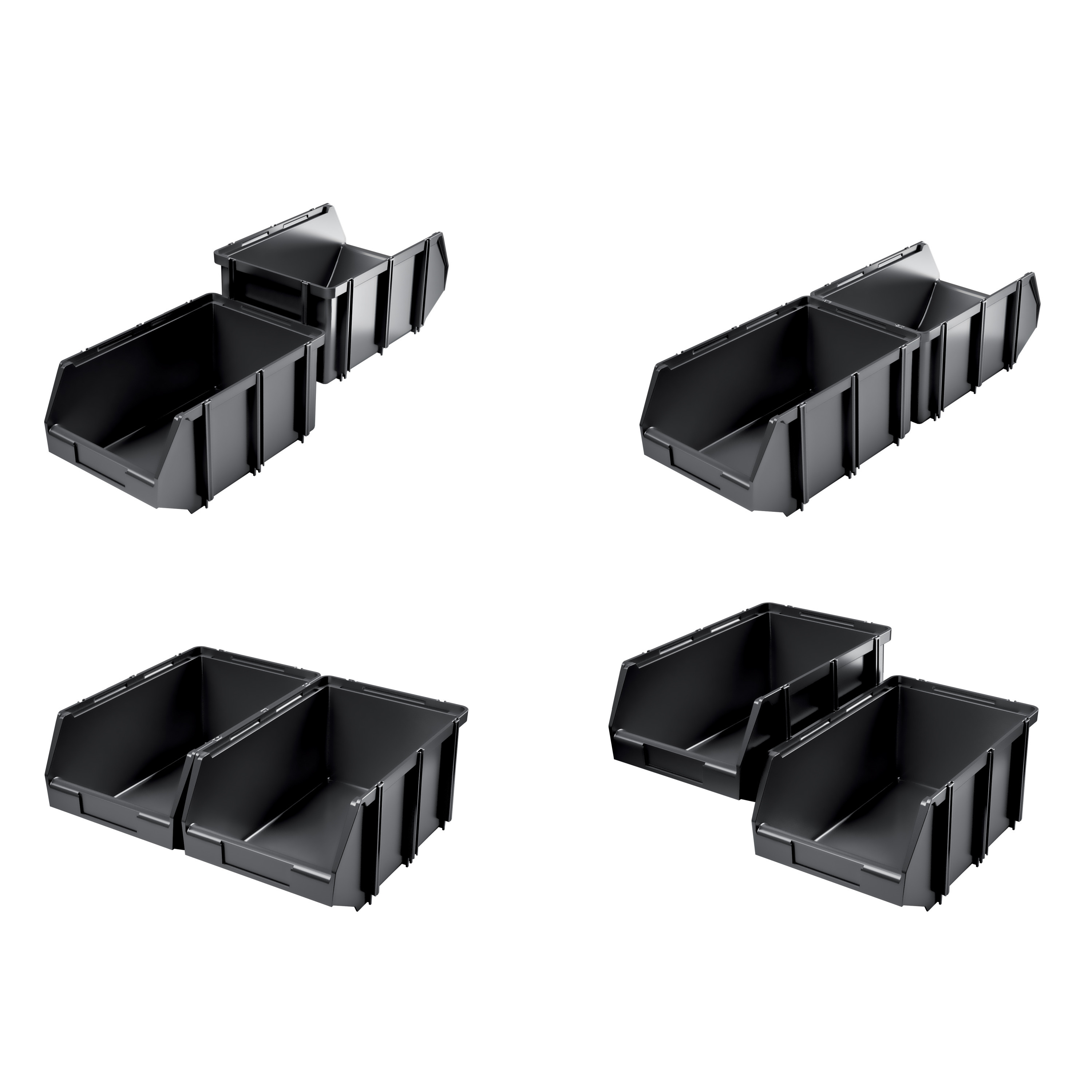Sorteer opbergbakjes voor kleine spullen/gereedschap - 5x - zwart - kunststof - 22 x 14 x 9.5 cm -