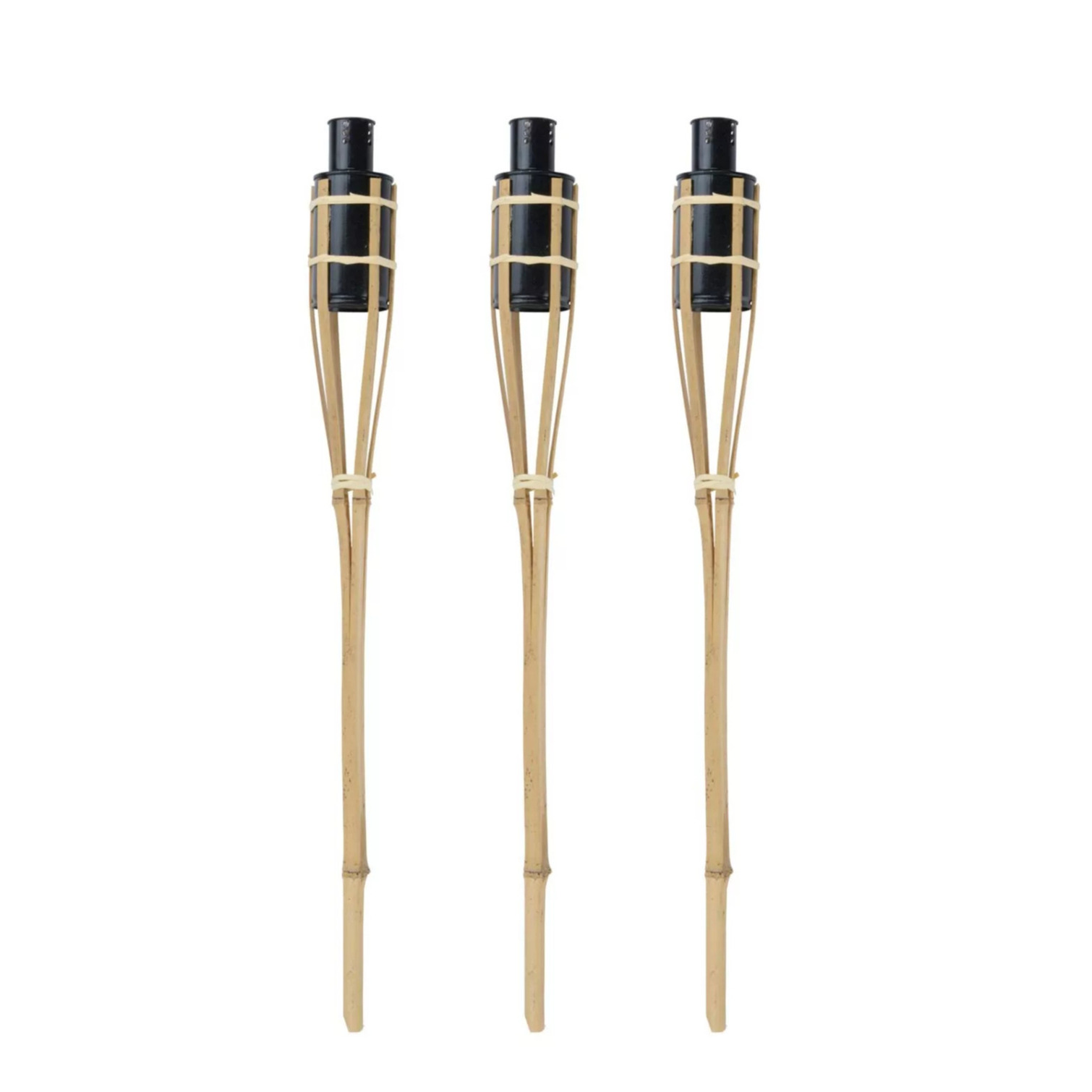 Tuinfakkels voor lampenolie - 3x stuks - 60 cm - bamboe hout - buiten - navulbaar -