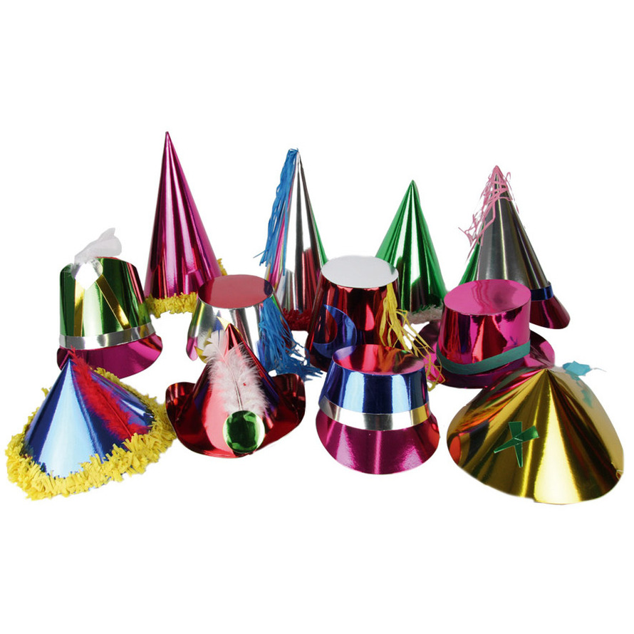 Feesthoedje van papier - 25x - metallic glans - diverse soorten -