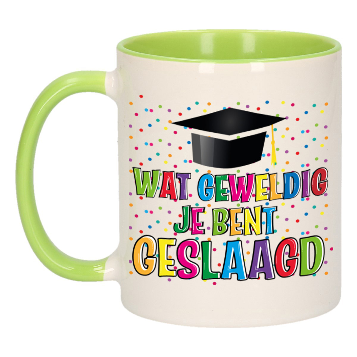 Geslaagd cadeau mok - groen - Geweldig Geslaagd - keramiek - ca. 300 ml -