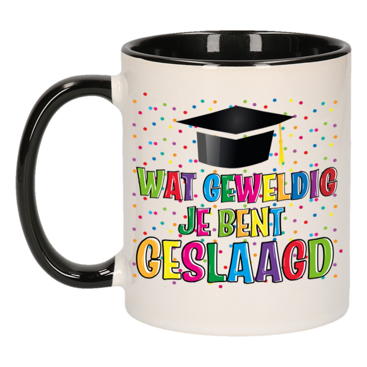 Geslaagd cadeau mok - zwart - Geweldig Geslaagd - keramiek - ca. 300 ml -