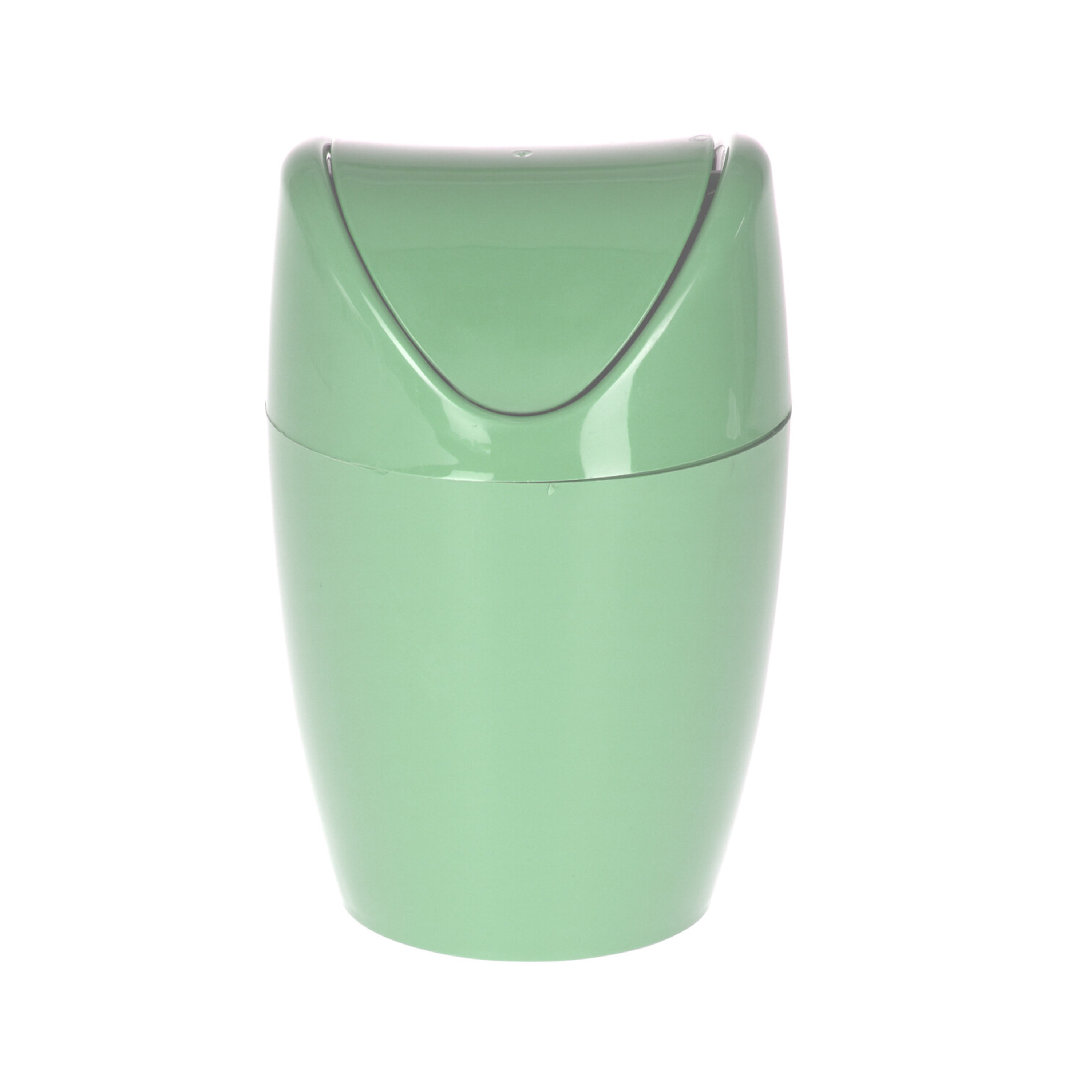 Mini prullenbakje - groen - kunststof - met klepdeksel - keuken aanrecht/tafel model - 1,5 Liter -