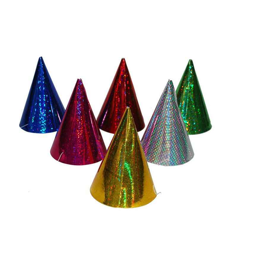 Gekleurde kartonnen feesthoedjes - glitters en multi kleuren - 60x stuks - verjaardag -