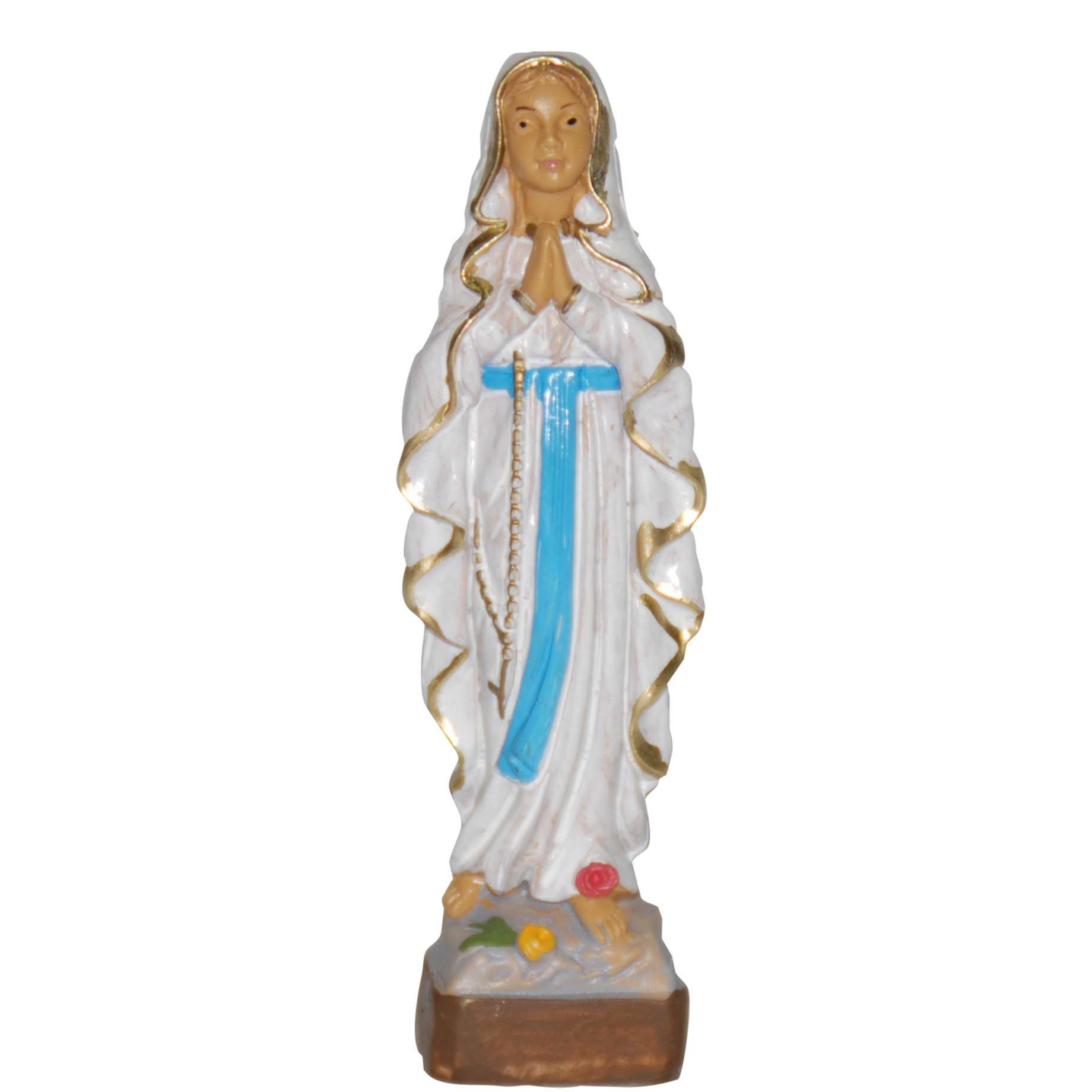 Maria Lourdes beeldje - biddend - 10 cm - polystone - religieuze beelden -