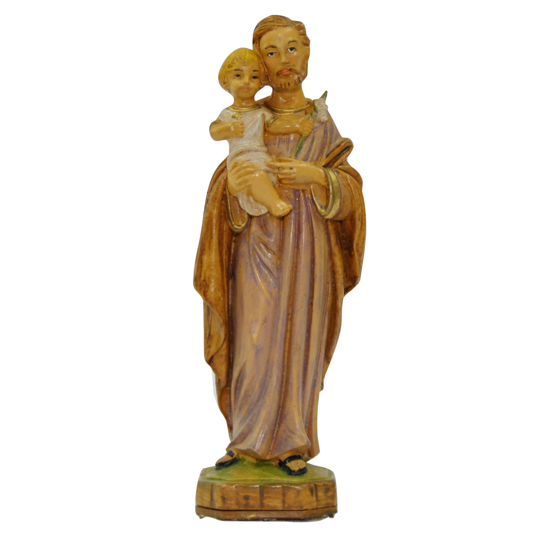 Jozef beeldje - met Jezus op zijn arm - 15 cm - polystone - religieuze beelden -