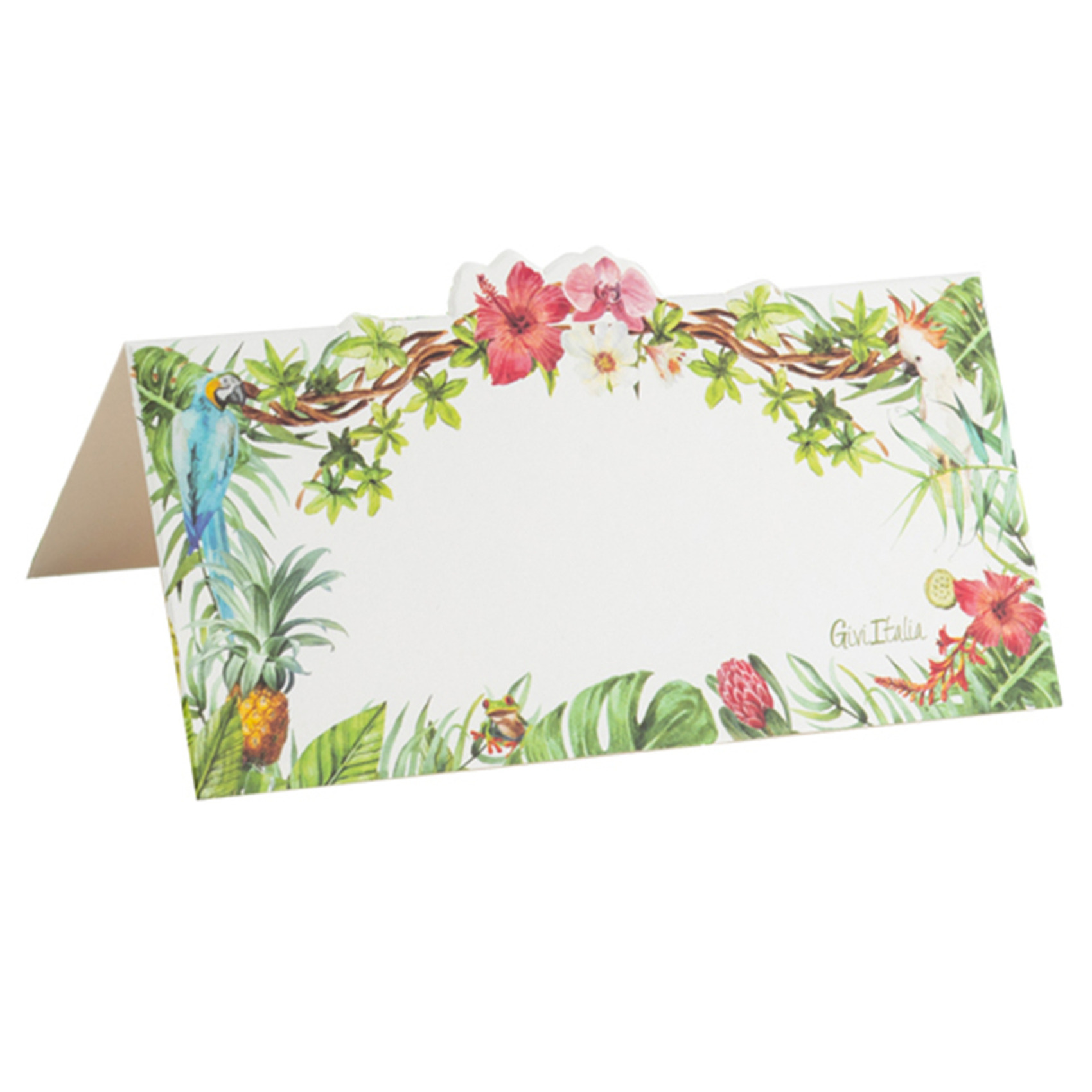 Naamkaartjes/plaatskaartjes - bruiloft - groen/wit - jungle - 8x stuks - 10 x 5 cm -