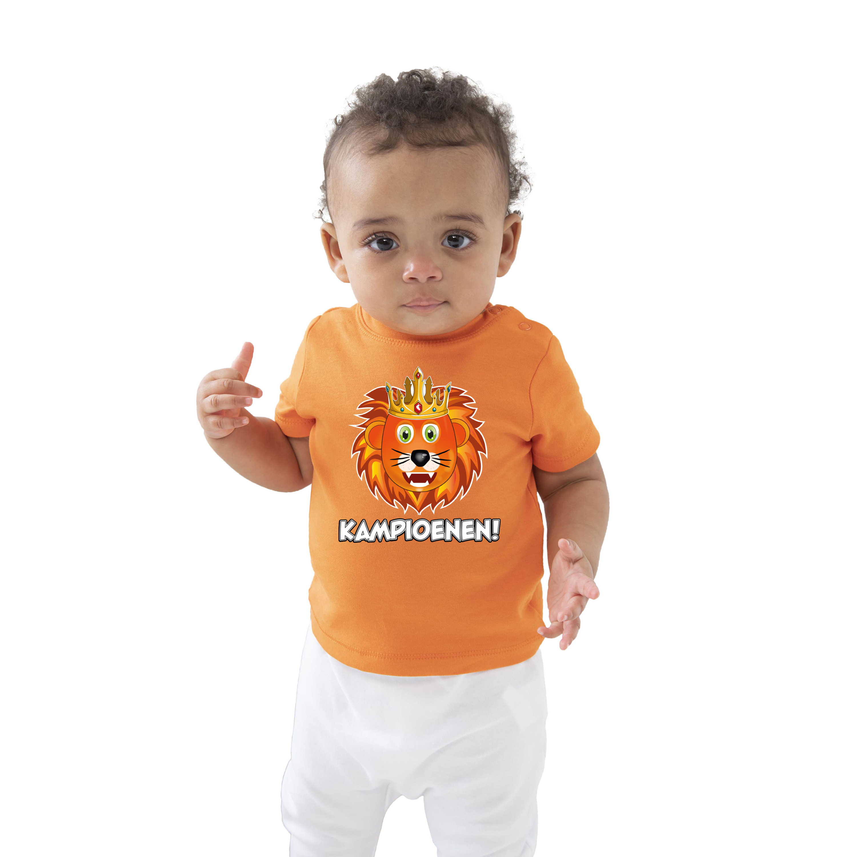 Oranje supporter T-shirt voor baby/peuters - kampioenen - oranje - EK/WK voetbal supporter - Nederla 60/66 (3-6 maanden) -