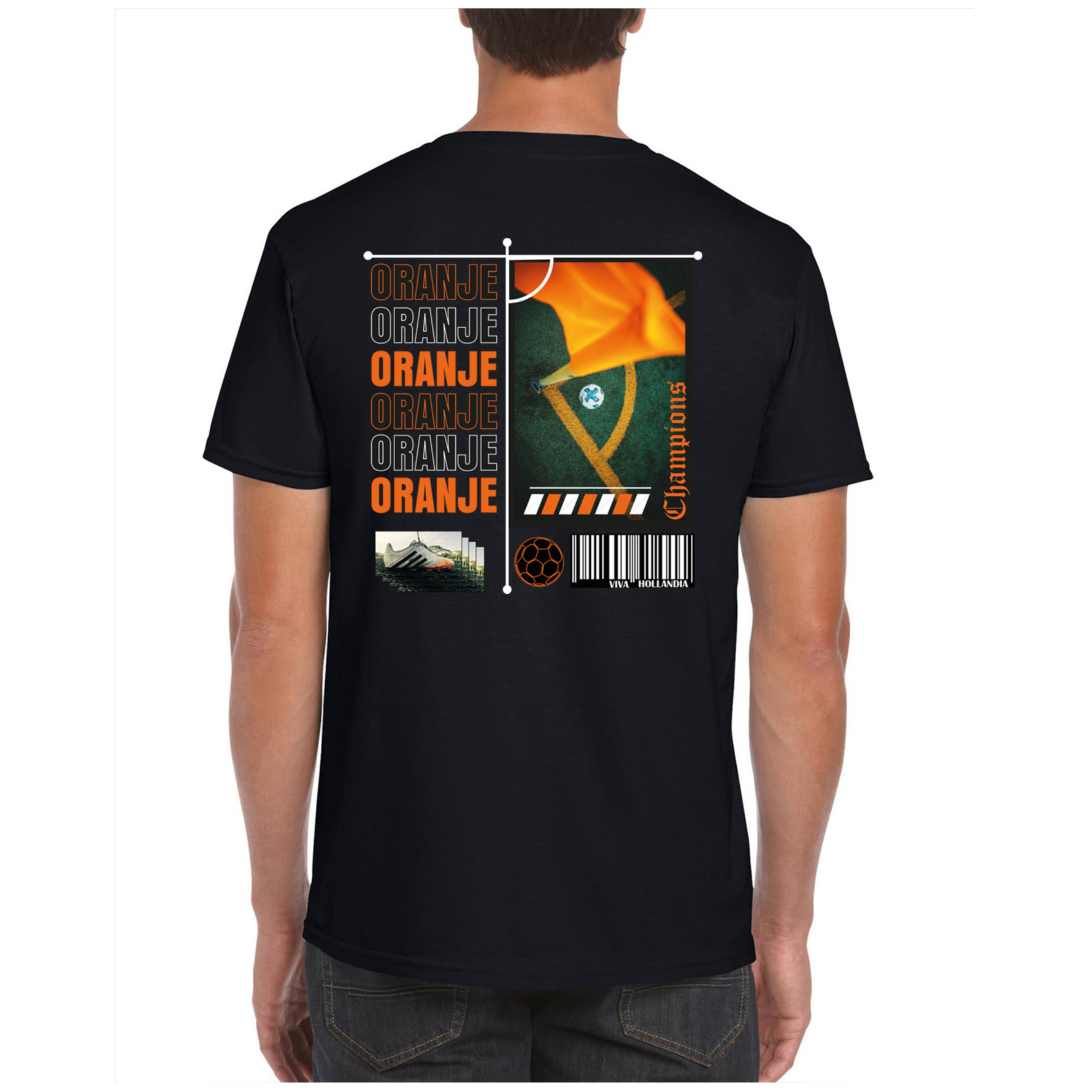 Oranje supporter T-shirt voor heren - zwart - EK/WK voetbal supporter - Nederland L -