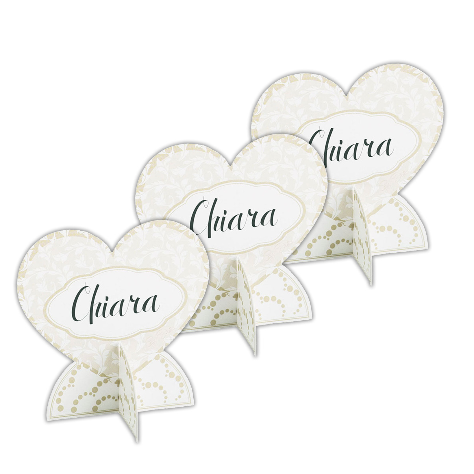 Naamkaartjes/plaatskaartjes - bruiloft - ivoor - 3D - 30x stuks - 6.5 x 5 cm -