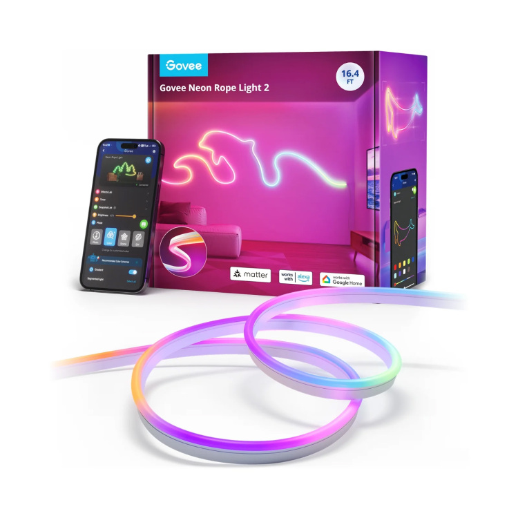 Govee Neon Rope Light 2 ledstrip 5 meter, 2,4GHz-wifi + Bluetooth