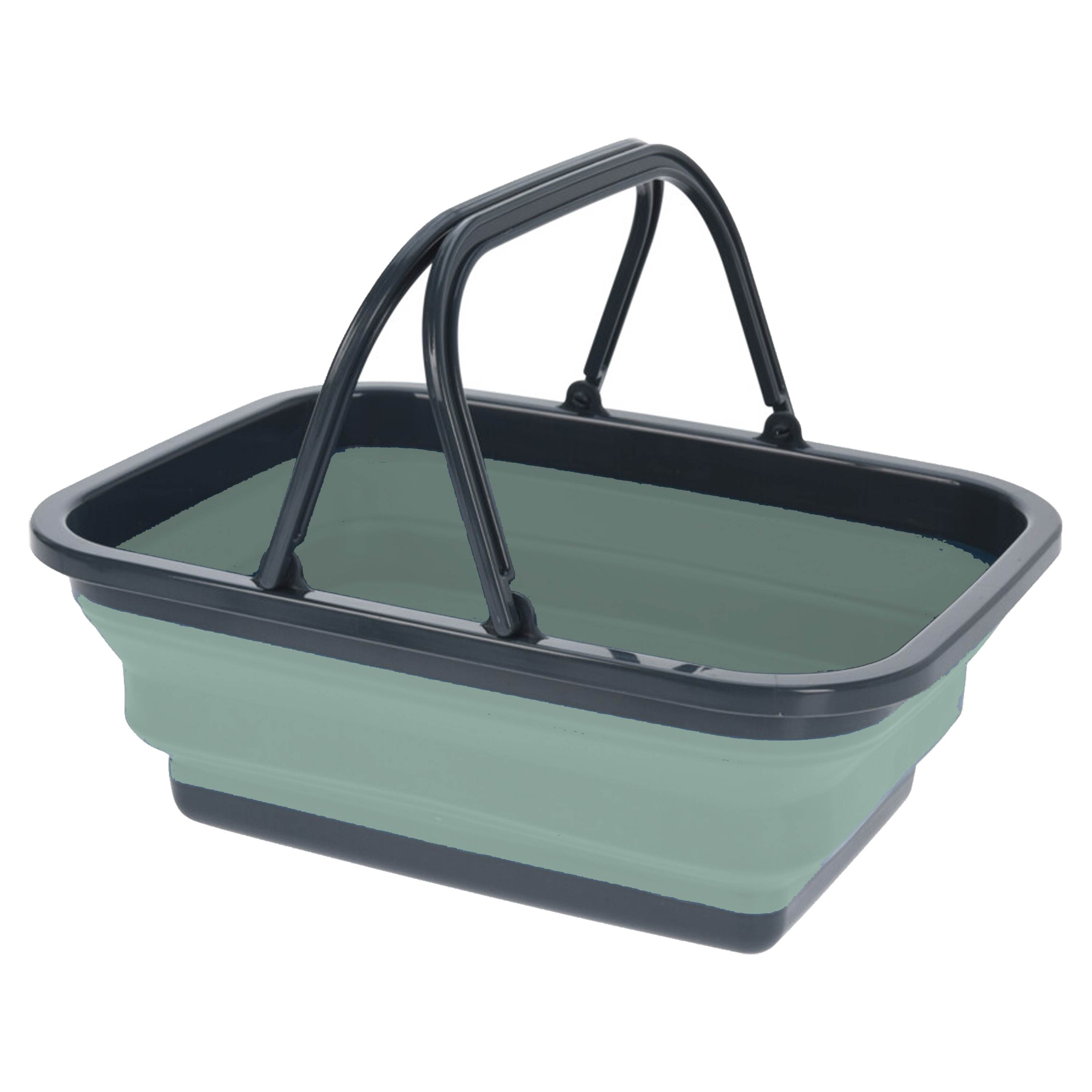 Wasmand/boodschappen mand opvouwbaar met hengsel - kunststof - 30L - lichtgroen - 38 x 28 x 15 cm -