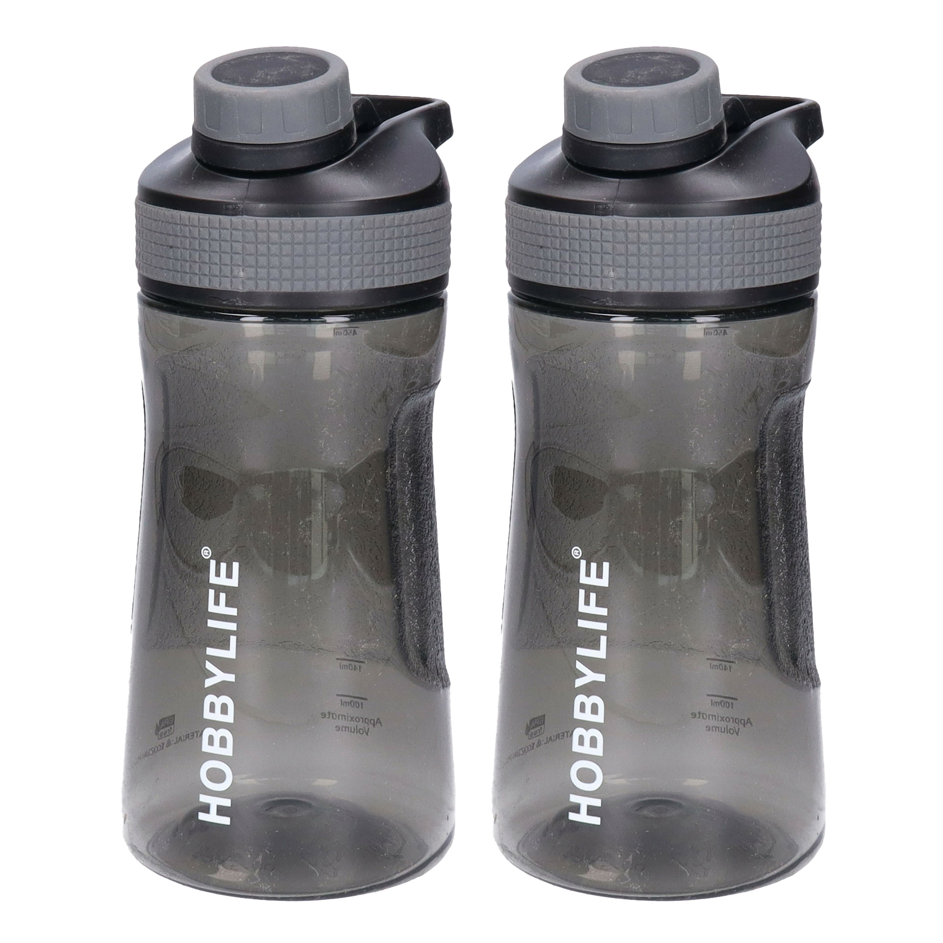Waterfles / drinkfles / sportfles Aquamania - 2x - zwart smoked - 530 ml - kunststof - bpa vrij -