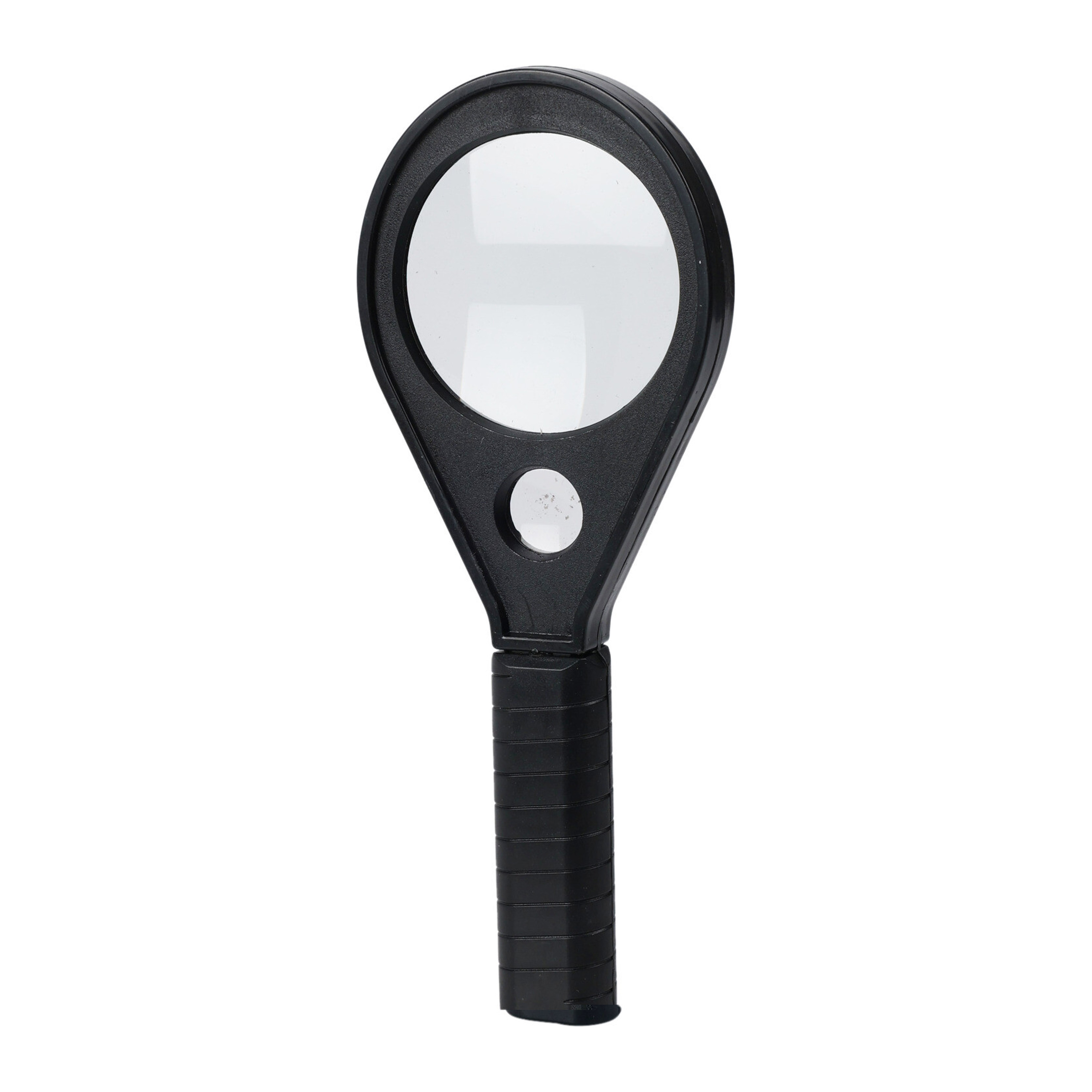 Vergrootglas met dubbele lens - kunststof - zwart - 15 x 6 cm -