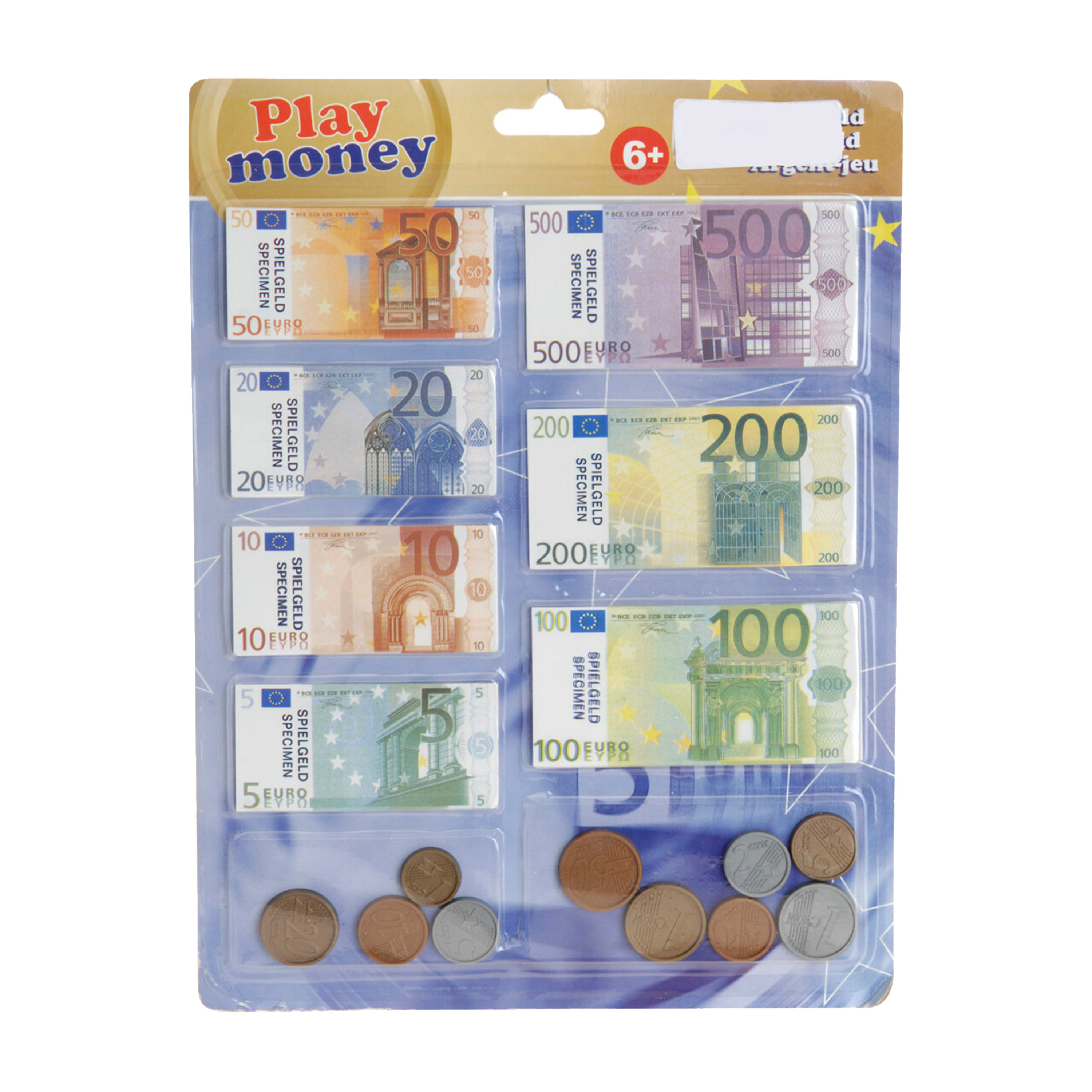 Euro speelgeld set - 90 delig - kunststof en papier - biljetten en munten -