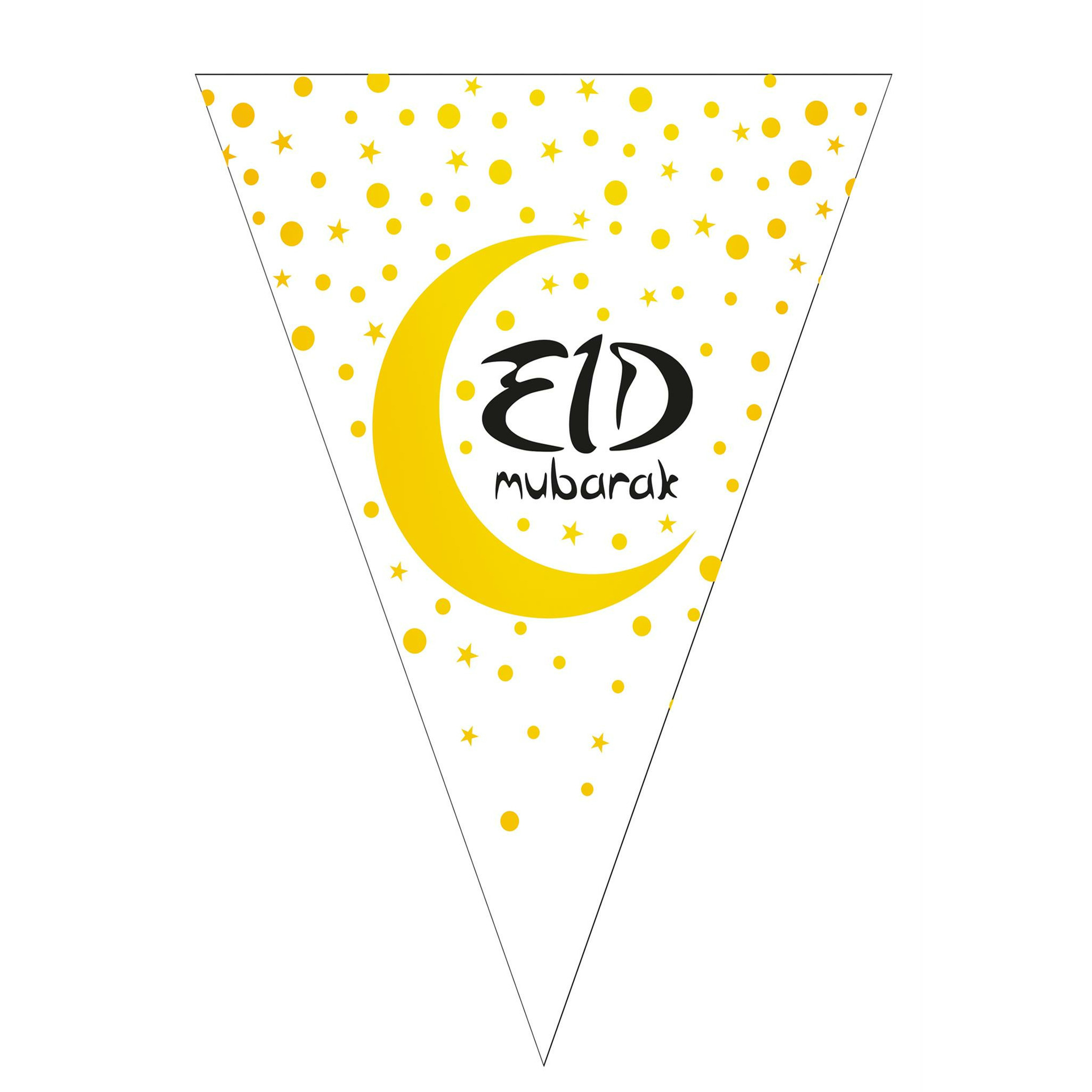 Funny Fashion Ramadan - Eid Mubarak - vlaggenlijn/slinger wit/goud 5 meter -