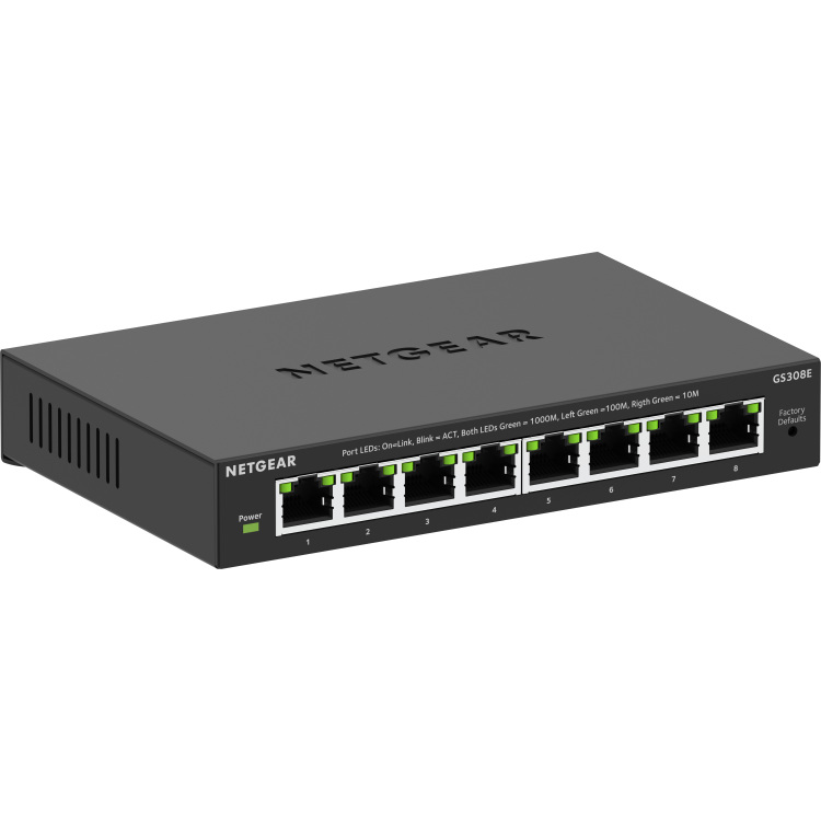 Netgear 8-poorts Gigabit Ethernet Plus-switch (GS308Ev4) switch Unmanaged