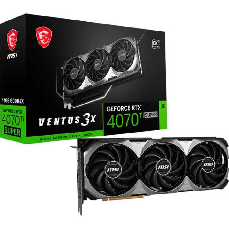 MSI GeForce RTX 4070 Ti SUPER 16G VENTUS 3X OC grafische kaart 1x HDMI, 3x DisplayPort, DLSS 3
