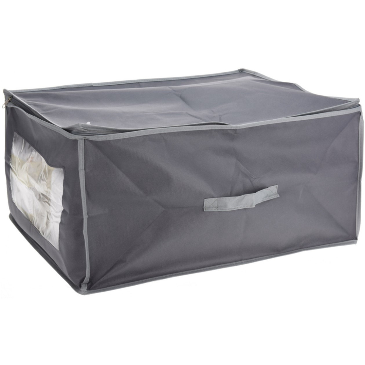 Dekbed/kussen opberghoes - grijs - met venster - 60 x 45 x 30 cm -