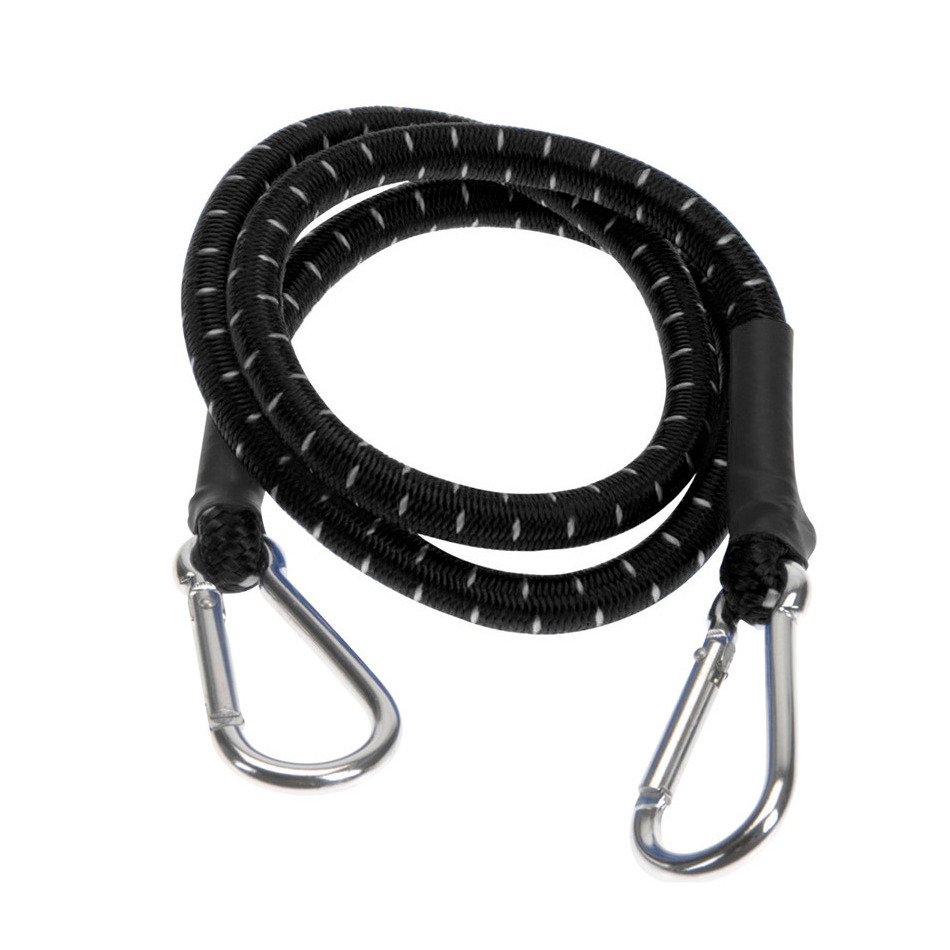 Bagage spin/spanelastiek voor fiets/auto - zwart - 80 cm - elastiek met karabijn haken -
