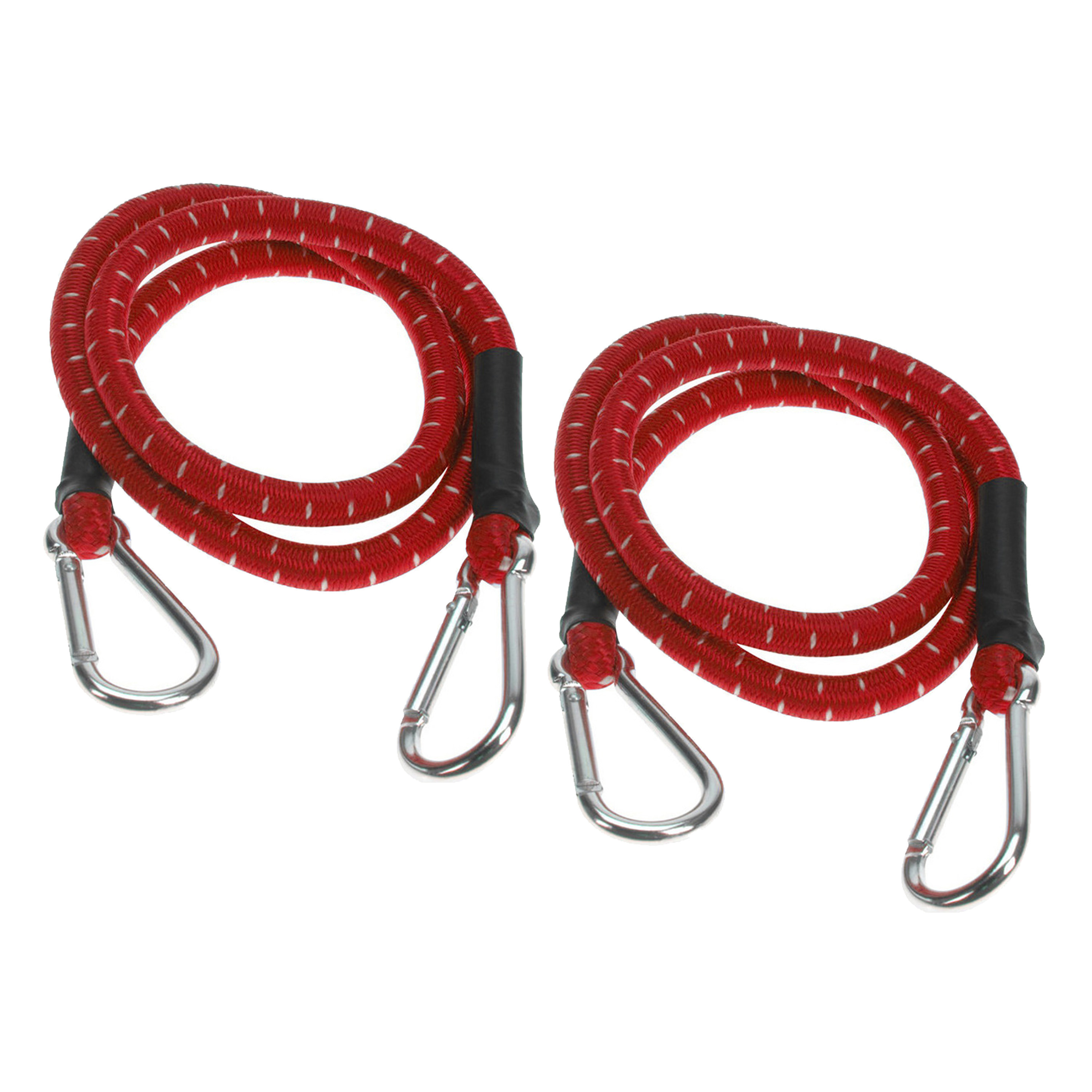 Bagage spin/spanelastiek voor fiets/auto - 2x - rood - 80 cm - elastiek met karabijn haken -