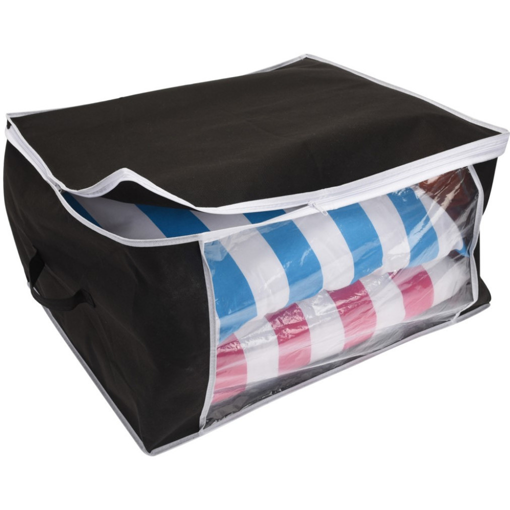 Dekbed/kussen opberghoes - zwart - met venster - 60 x 45 x 30 cm -