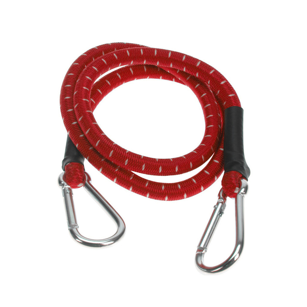 Bagage spin/spanelastiek voor fiets/auto - rood - 80 cm - elastiek met karabijn haken -