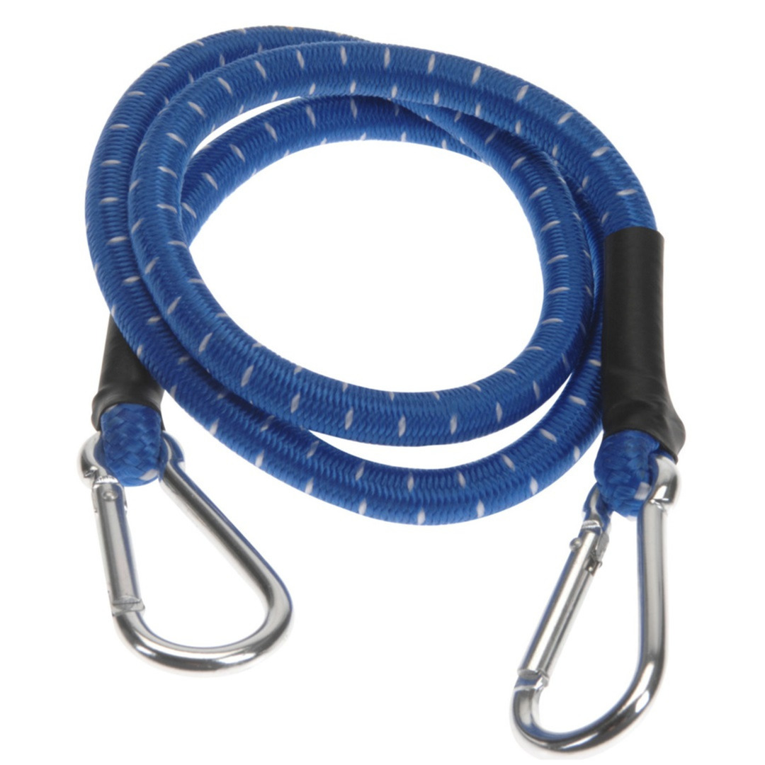 Bagage spin/spanelastiek voor fiets/auto - blauw - 80 cm - elastiek met karabijn haken -