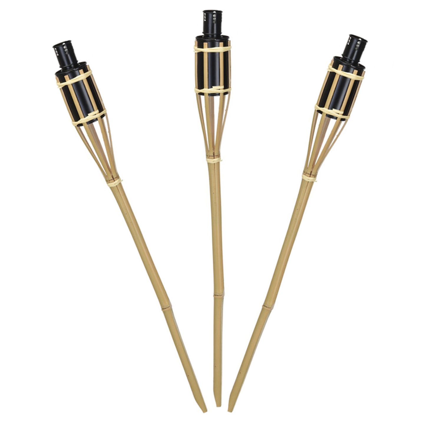 Tuinfakkels voor lampenolie - 4x stuks - bamboe hout - navulbaar - 65 cm - bruin -