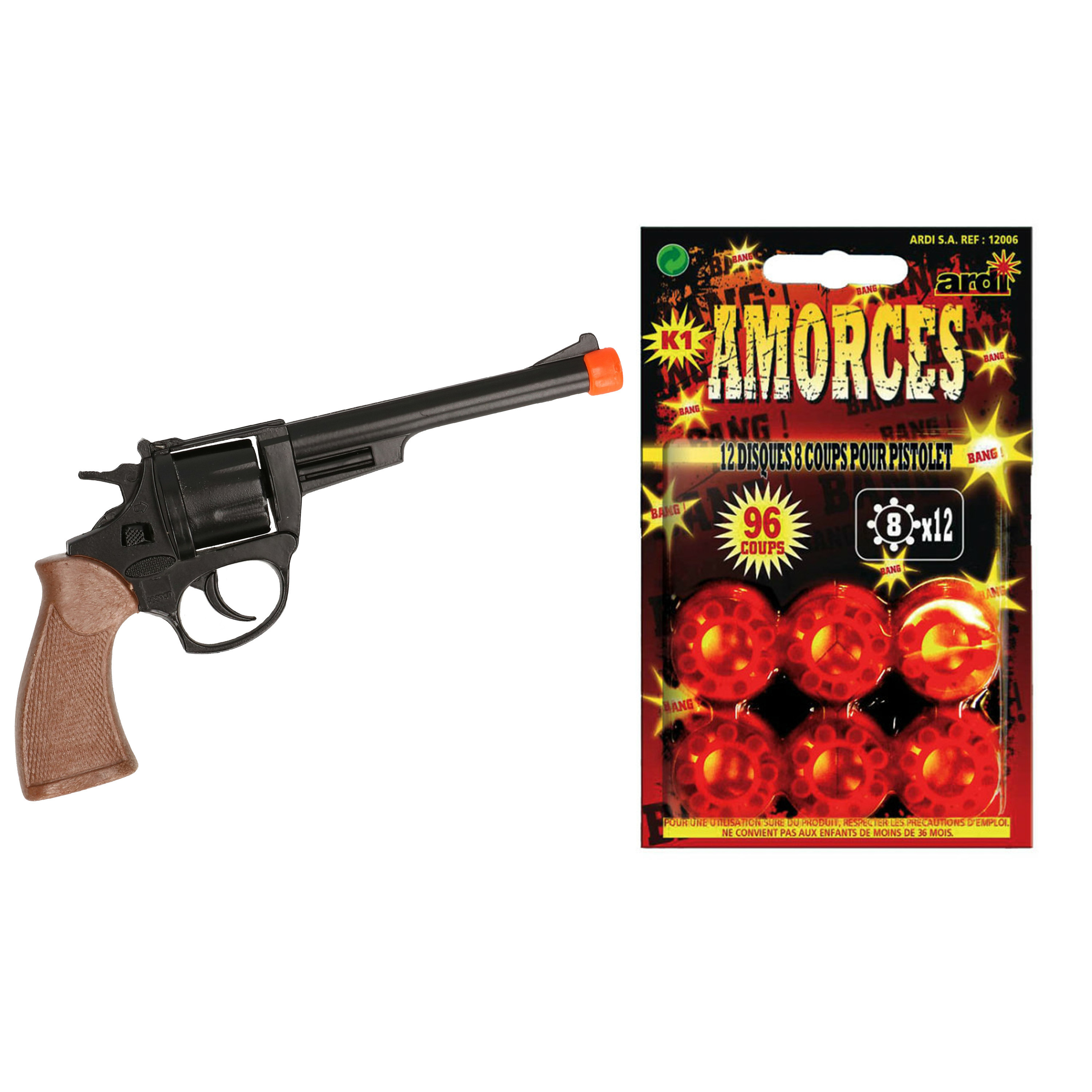 Cowboy verkleed speelgoed revolver/pistool - metaal - met 240 schots plaffertjes -