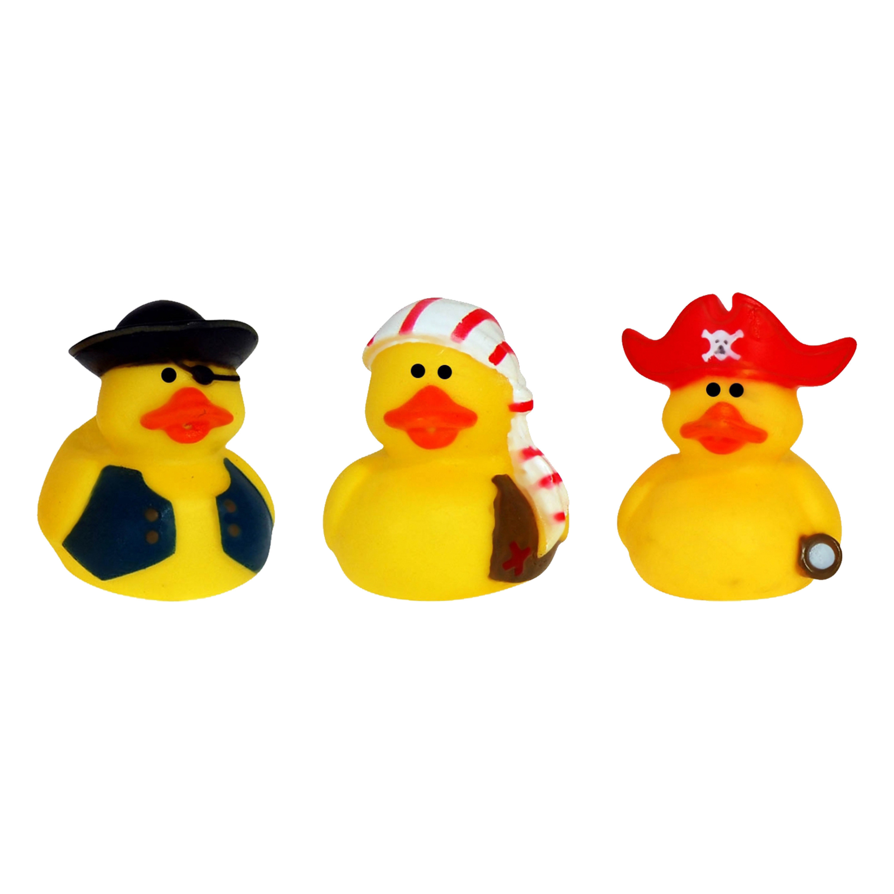 Rubber badeendjes/piraten mix - 6x stuks - badkamer fun artikelen - size 5 cm - kunststof -