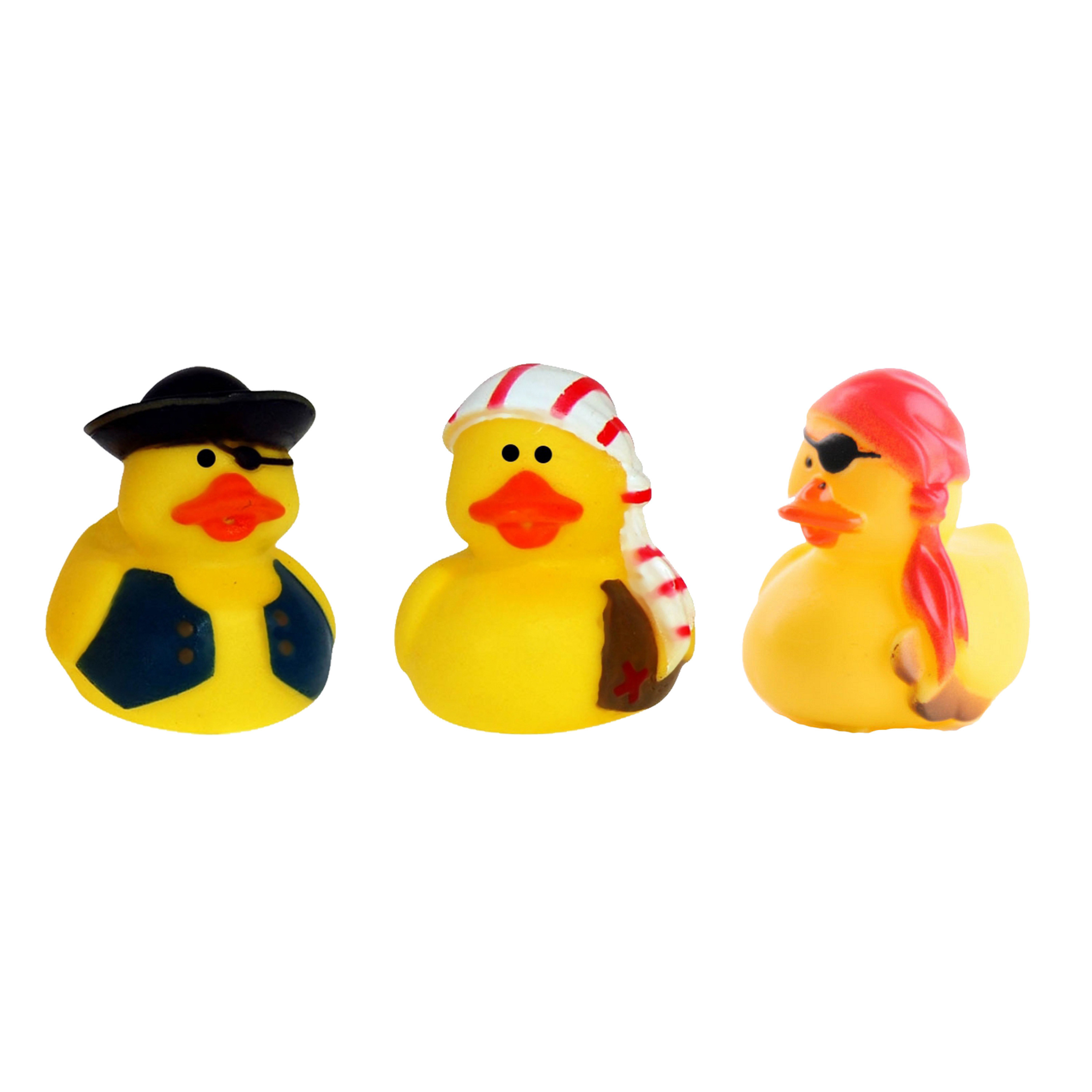 Rubber badeendjes/piraten mix - 6x stuks - badkamer fun artikelen - size 5 cm - kunststof -
