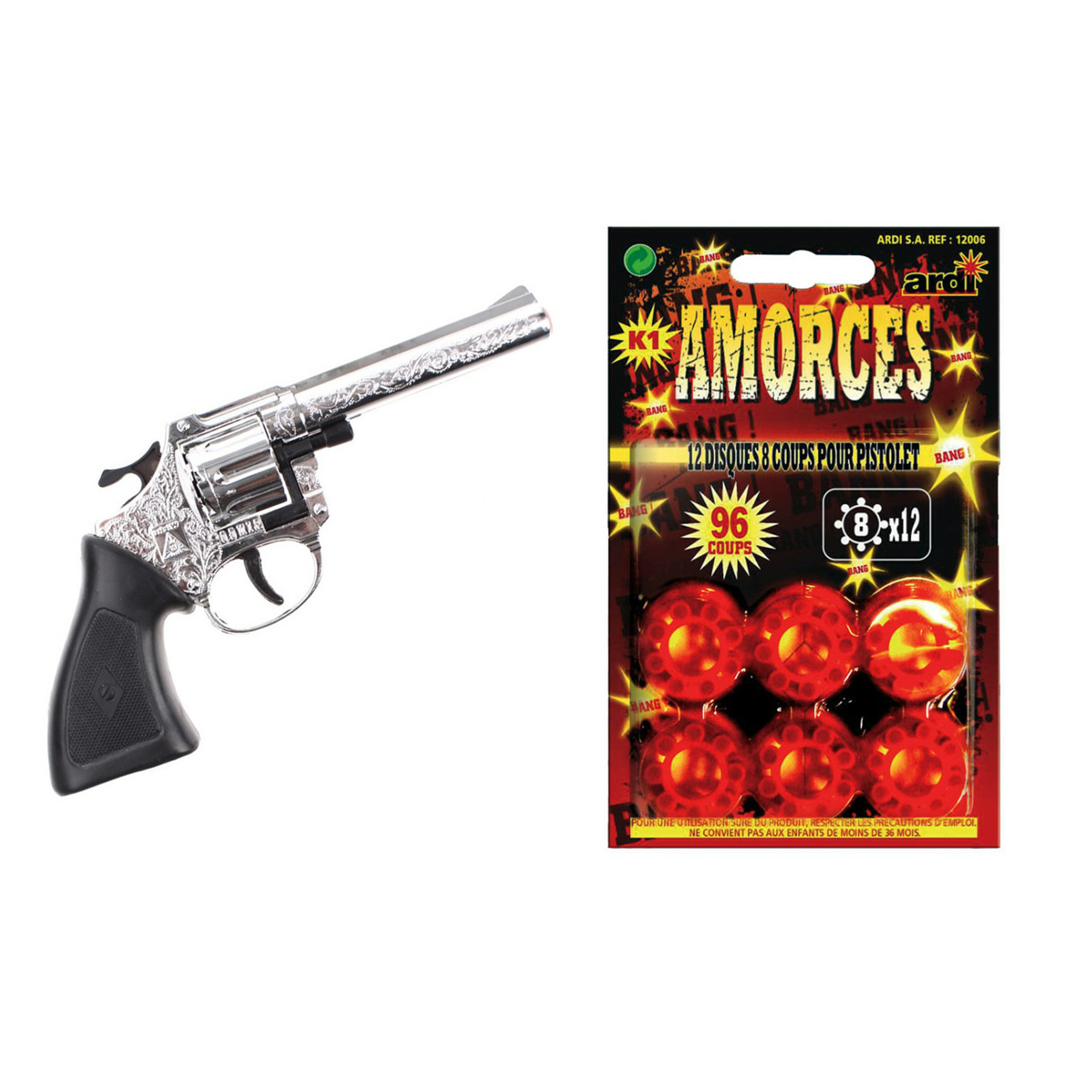 Gohner cowboy verkleed speelgoed revolver/pistool - metaal - met 240 schots plaffertjes -