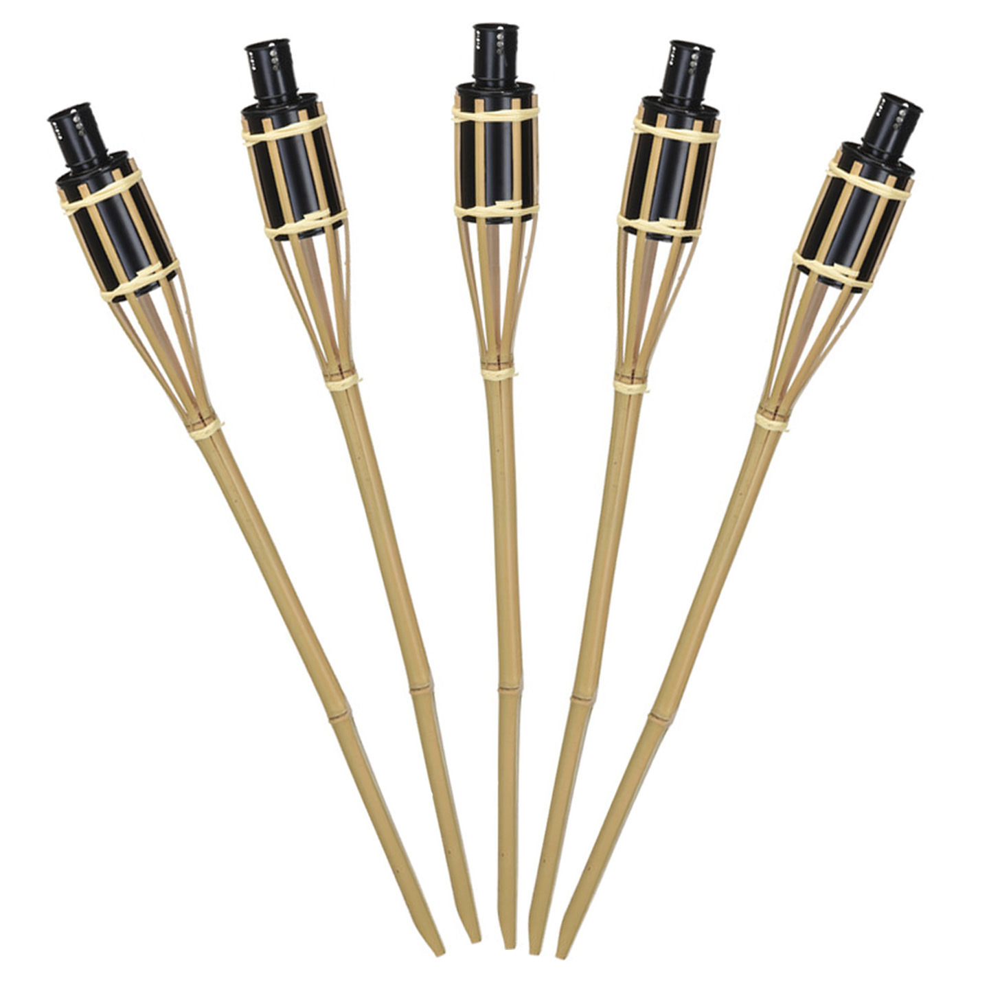 Tuinfakkels voor lampenolie - 8x stuks - bamboe hout - navulbaar - 65 cm - bruin -