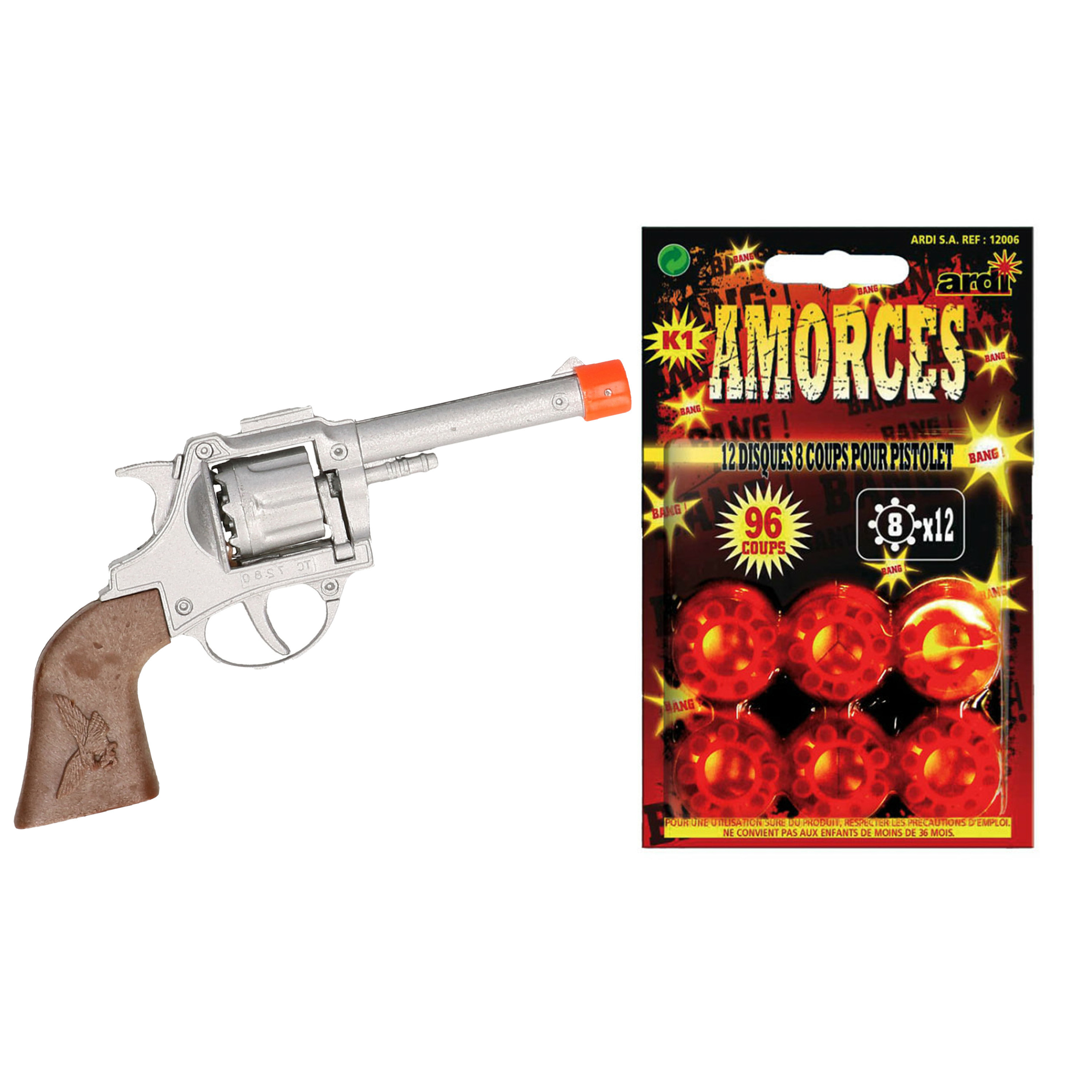 Cowboy verkleed speelgoed revolver/pistool - metaal - met 240 schots plaffertjes -
