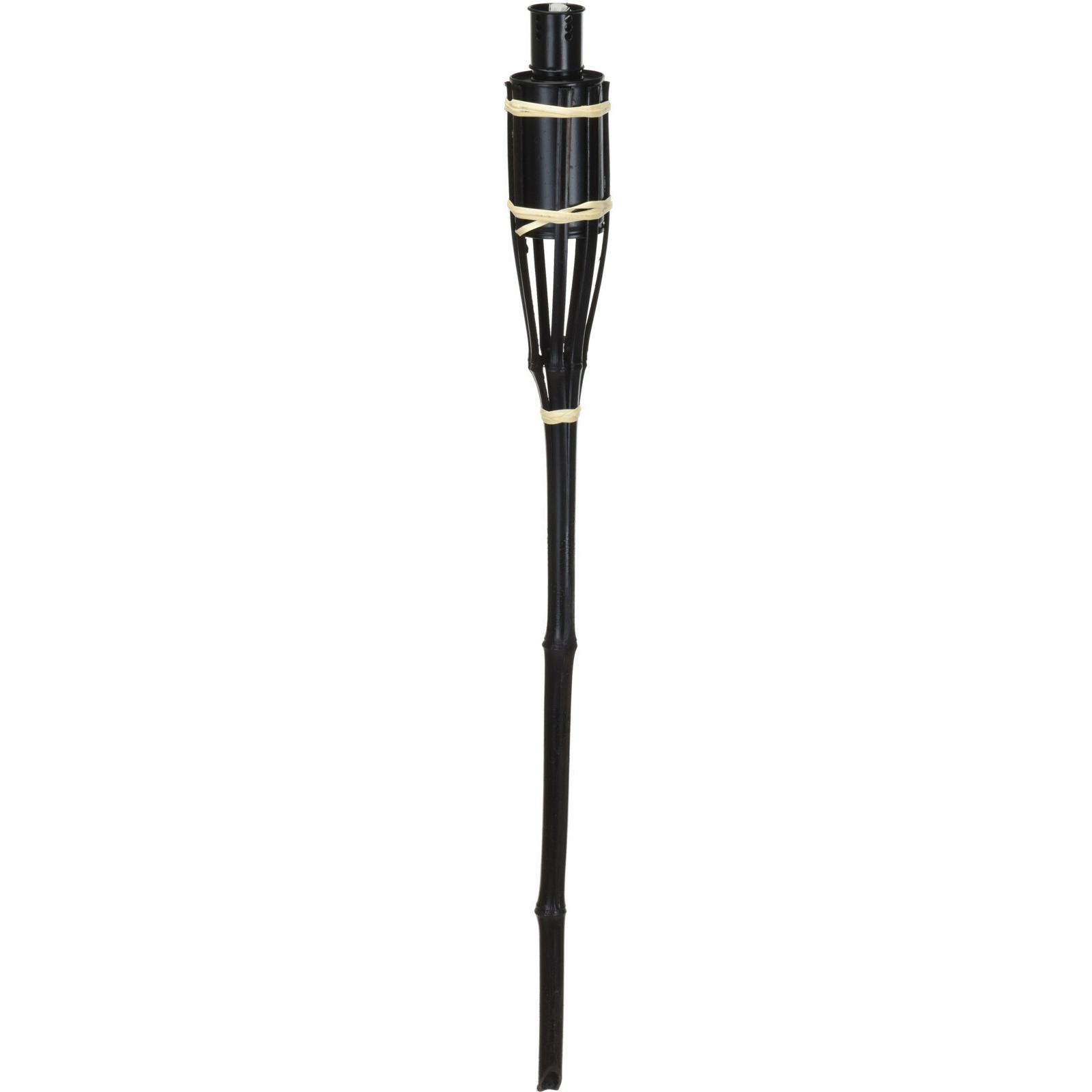 Tuinfakkels voor lampenolie - 1x stuks - bamboe hout - navulbaar - 65 cm - zwart -