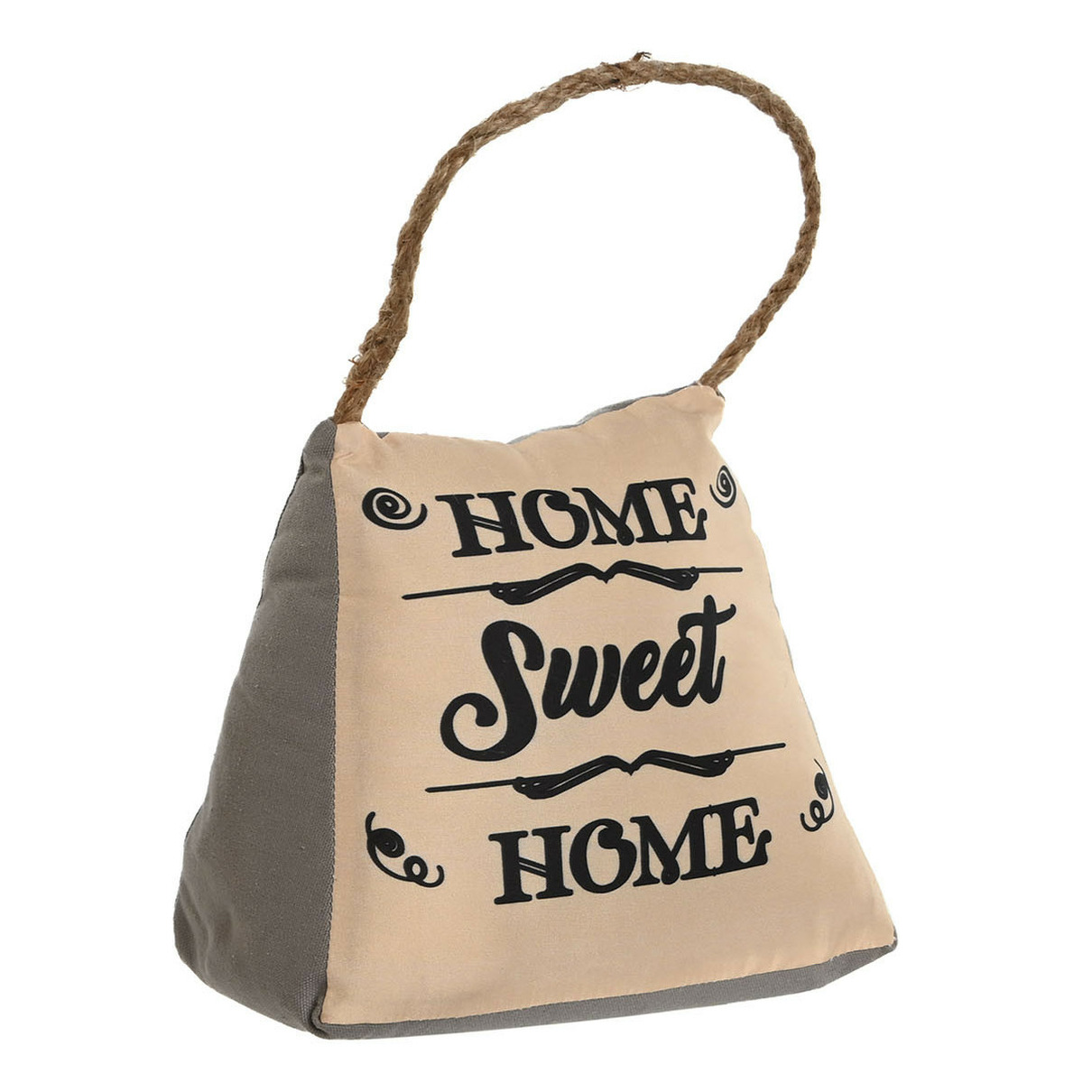 Deurstopper Lofty - 1 kilo - jute/grijs - polyester en zand - 17 x 15 cm - Home Sweet Home -