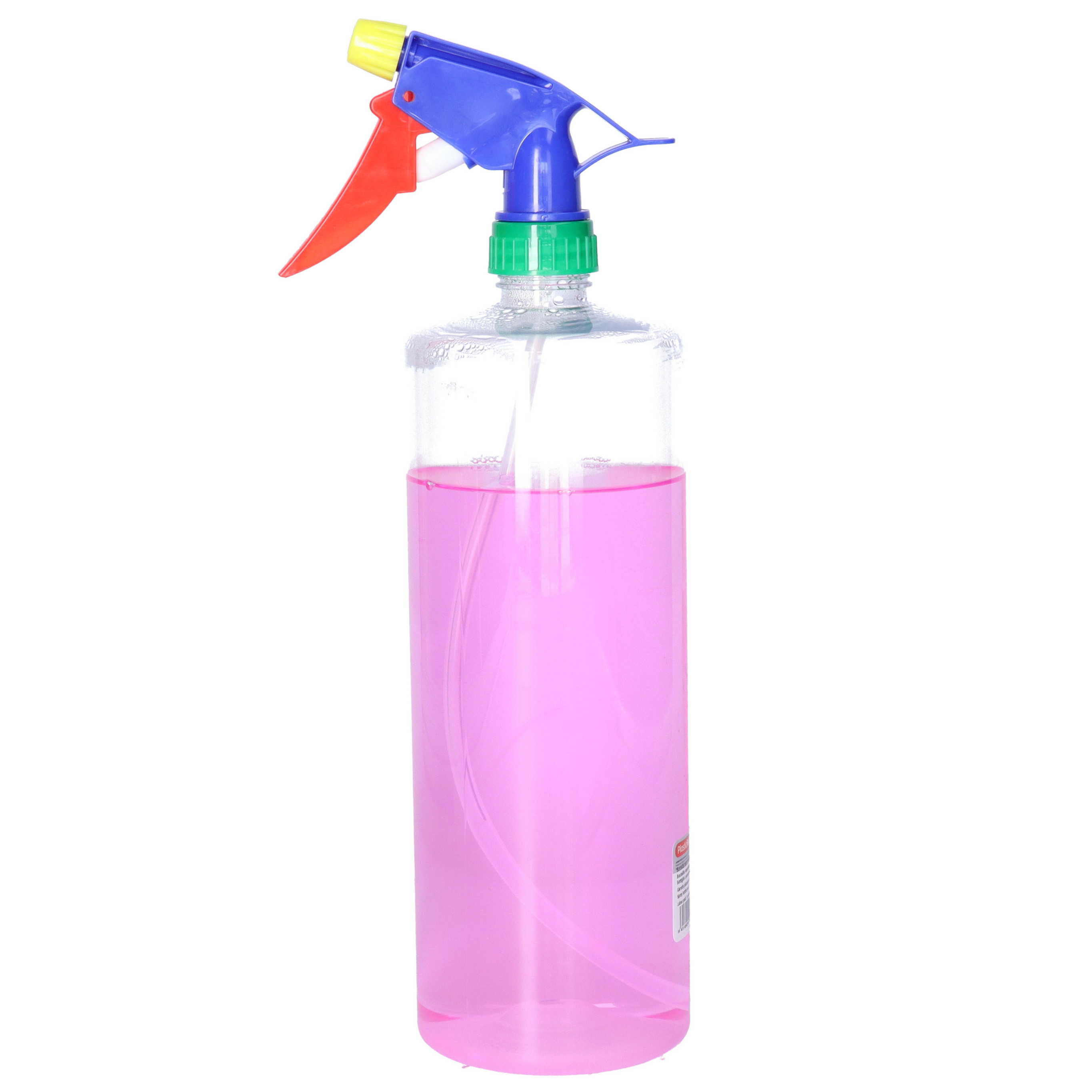 Plantenspuit met een inhoud van 1000 ml - transparant - verstuiver kop multi kleuren - 30 cm - kunst -