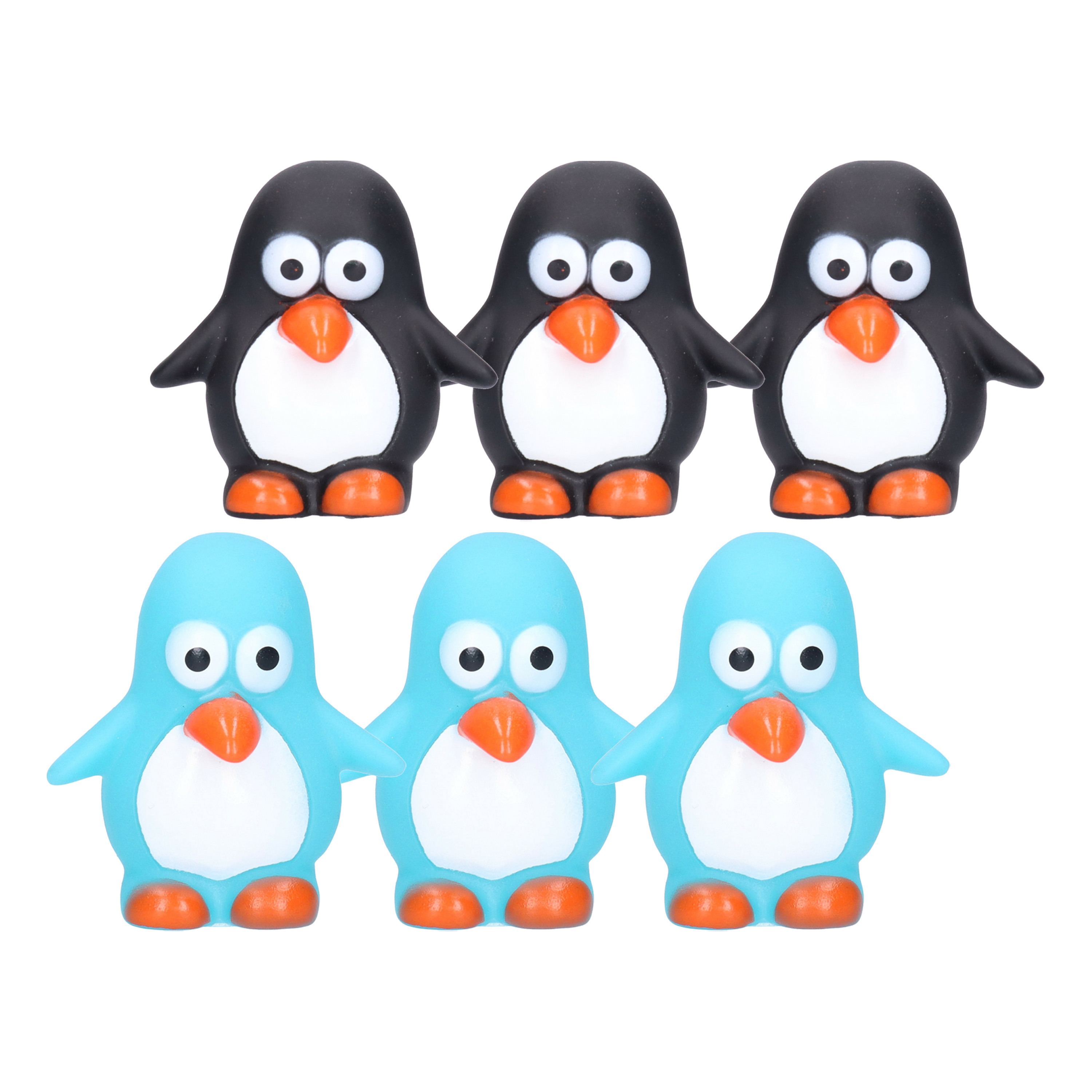Rubber badeendjes/pinguins - 6x stuks - badkamer fun artikelen - size 6 cm - kunststof -