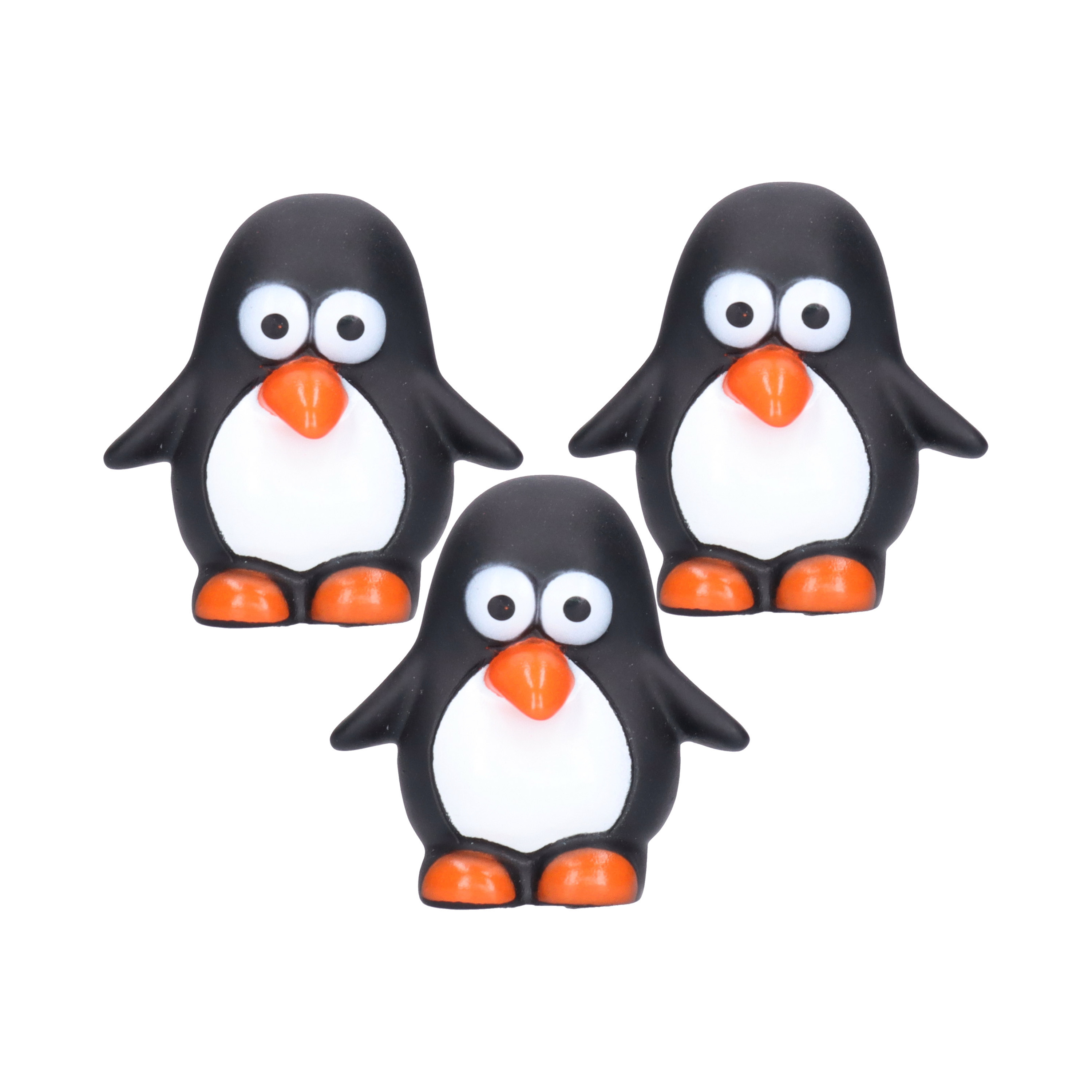 Rubber badeendje/pinguin - 3x - Classic zwart - badkamer fun artikelen - size 6 cm - kunststof -
