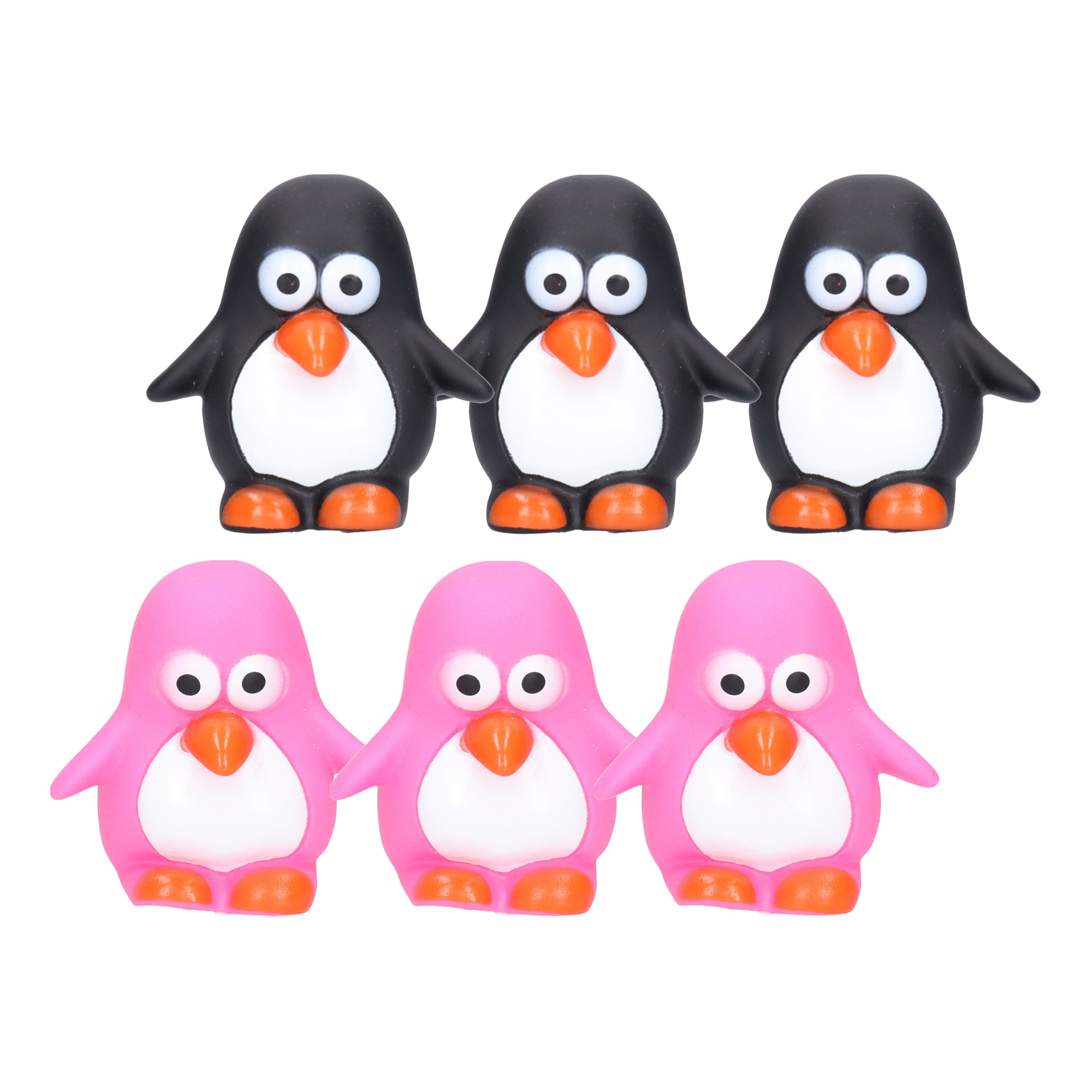 Rubber badeendjes/pinguins - 6x stuks - badkamer fun artikelen - size 6 cm - kunststof -
