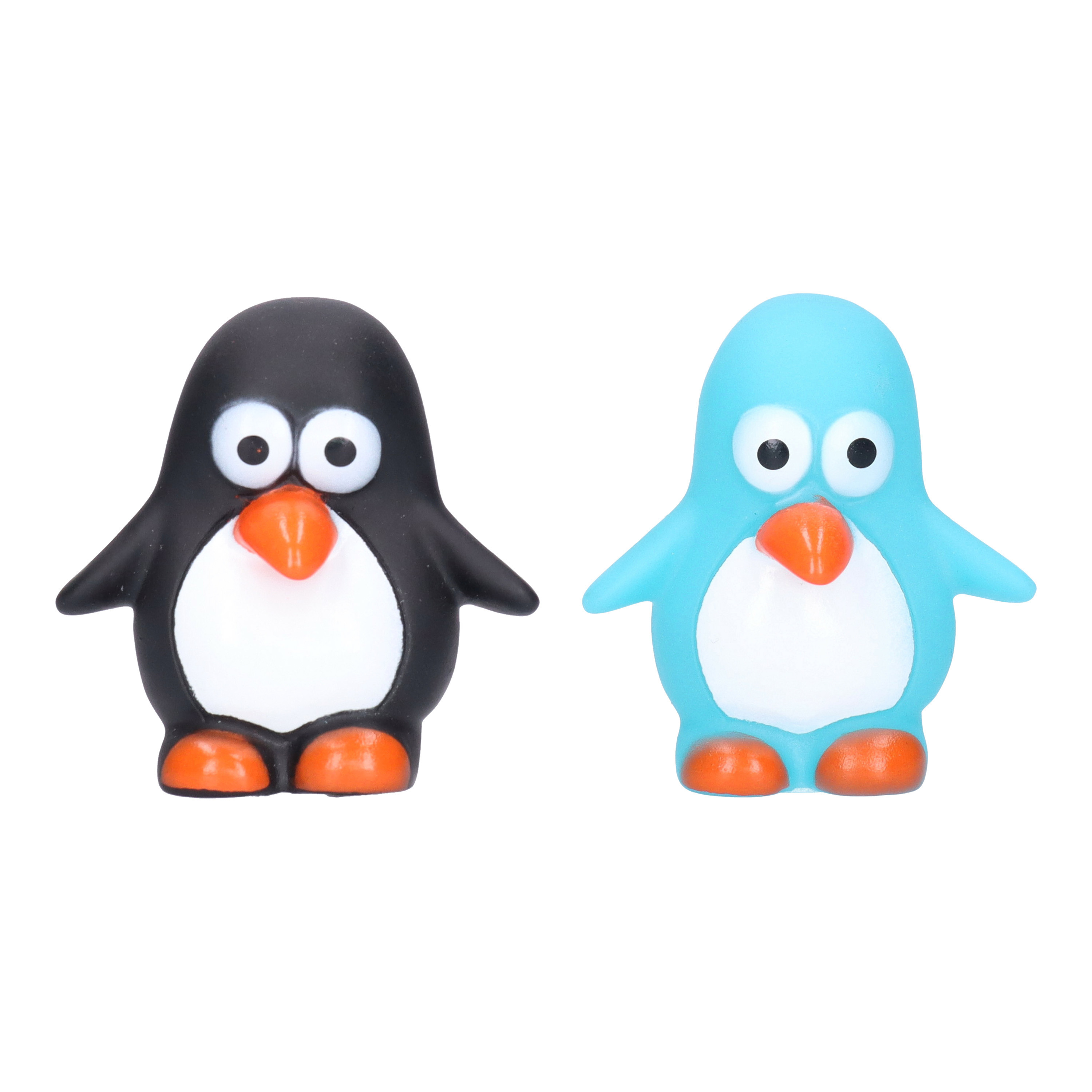 Pinguin/badeendjes - rubber - 2 stuks - zwart en blauw - 6 cm - bad speelgoed -