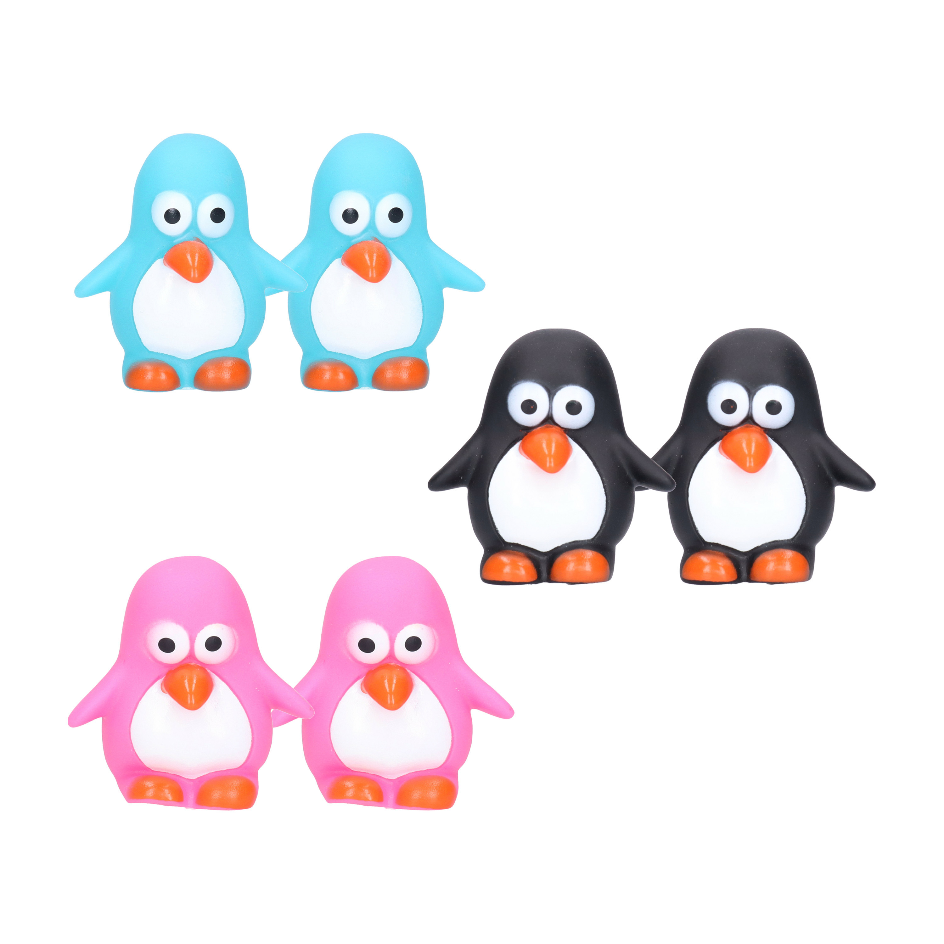 Rubber badeendjes/pinguins - 6x stuks - badkamer fun artikelen - size 6 cm - kunststof -