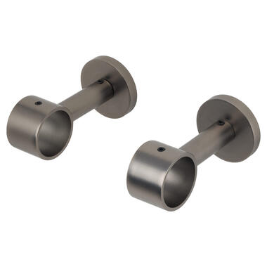 Plafondsteun gordijnroede 5cm - gun metal - Ø28mm - S/2 (2016381) - Leen Bakker